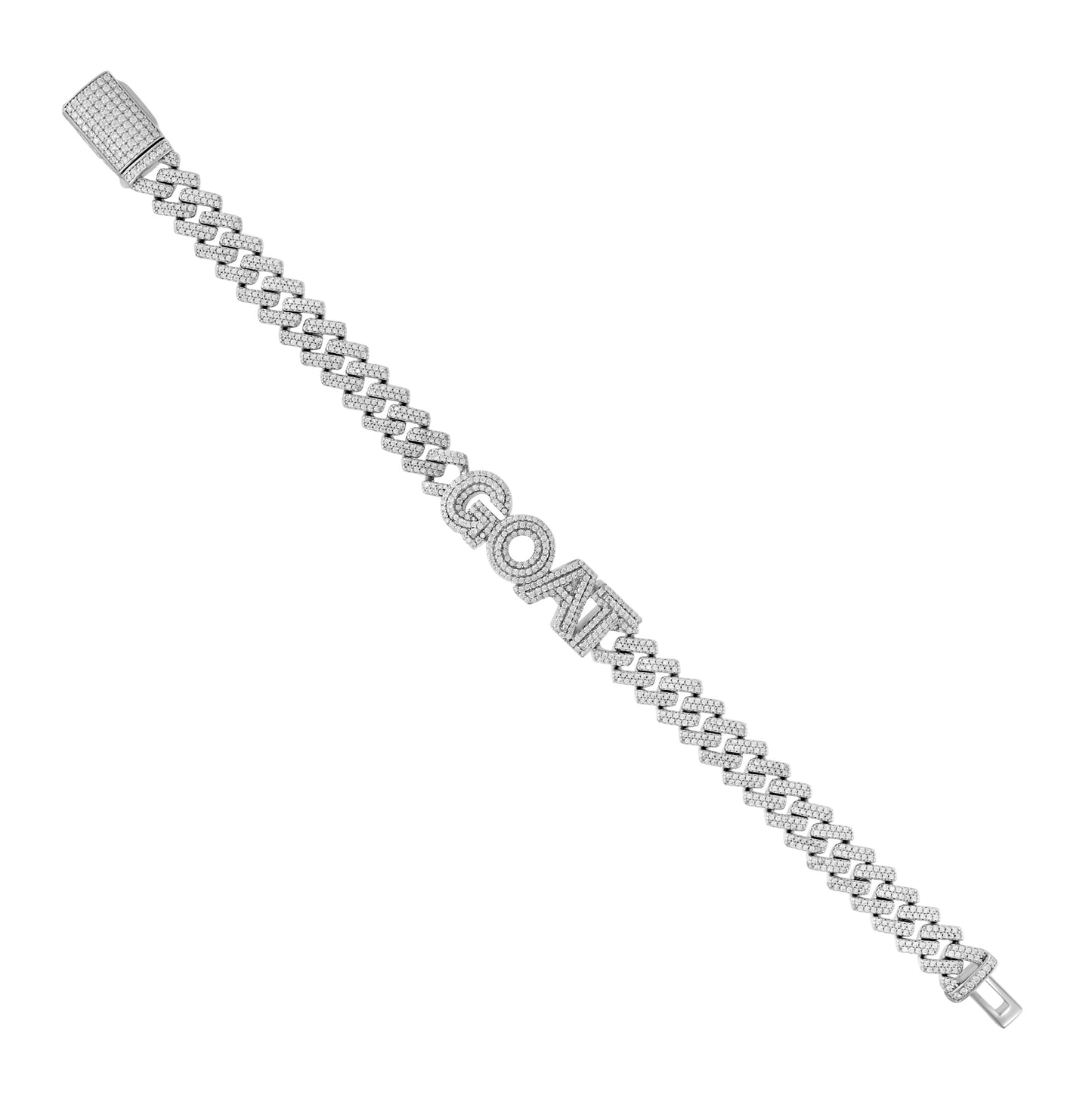 Sterling Silver Mens Moissanite GOAT Cuban Chain Bracelet