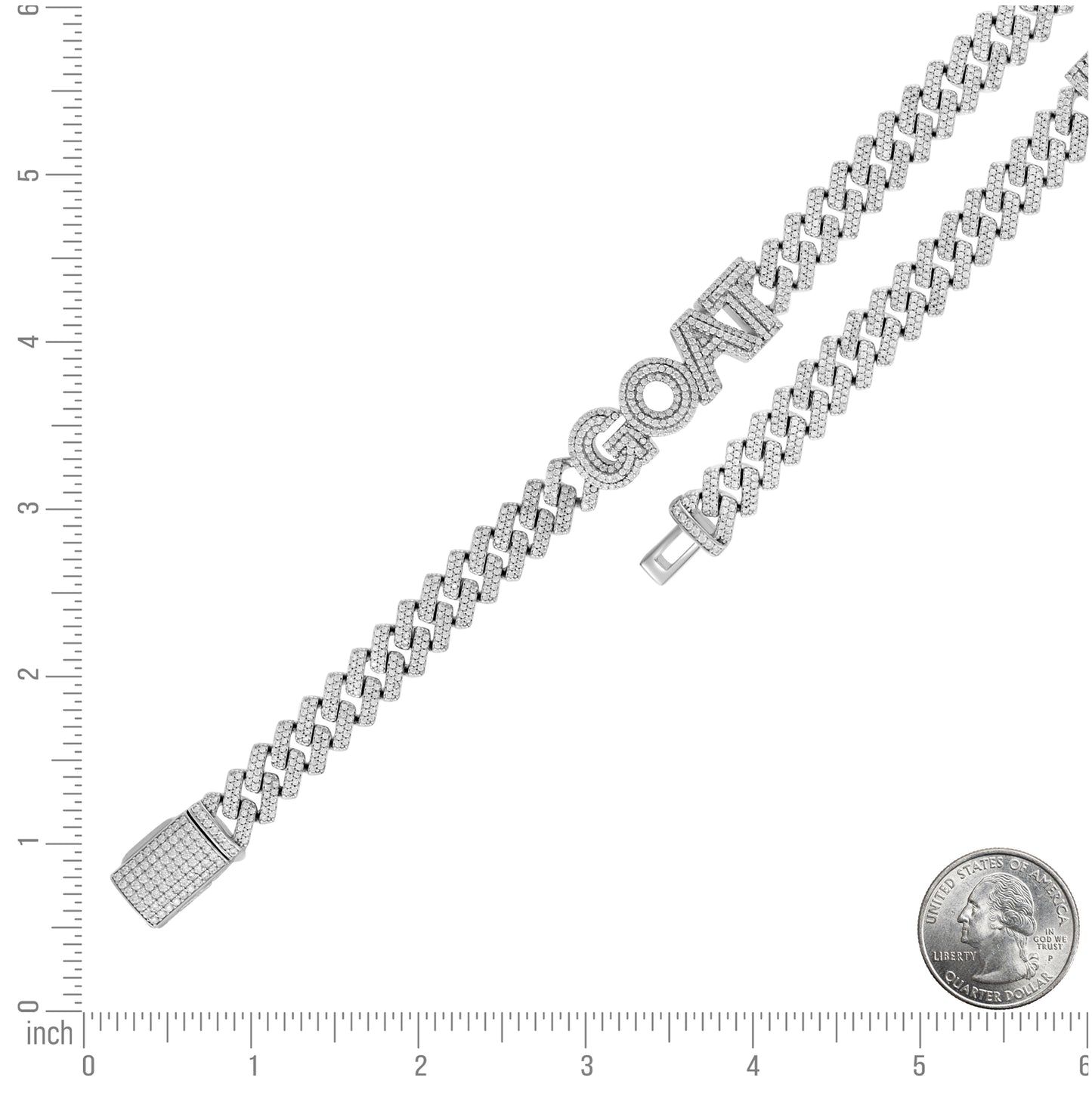 Sterling Silver Mens Moissanite GOAT Cuban Chain Bracelet