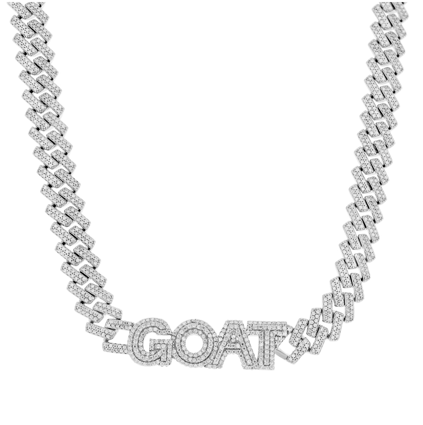 Sterling Silver Mens Moissanite GOAT Cuban Chain Bracelet