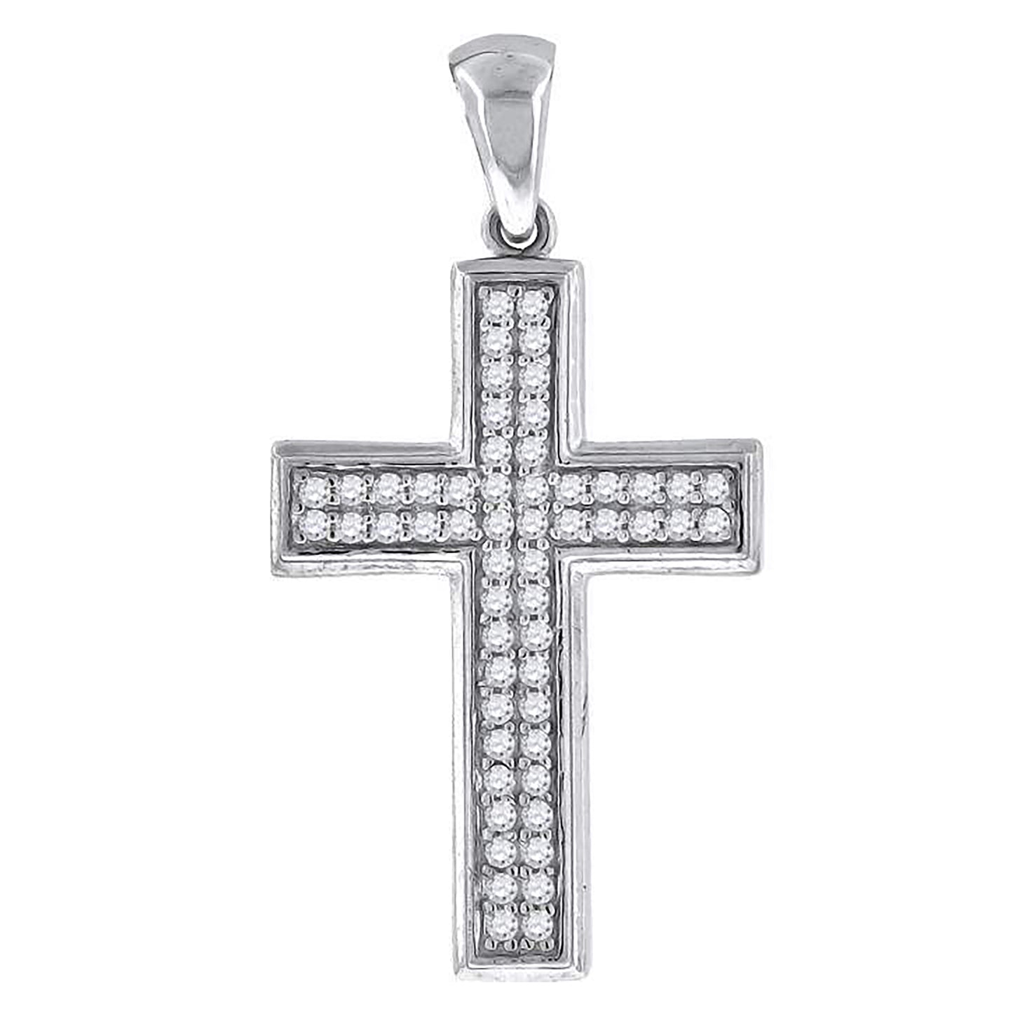 Sterling Silver Unisex Cubic Zirconia Cross Religious Charm Pendant