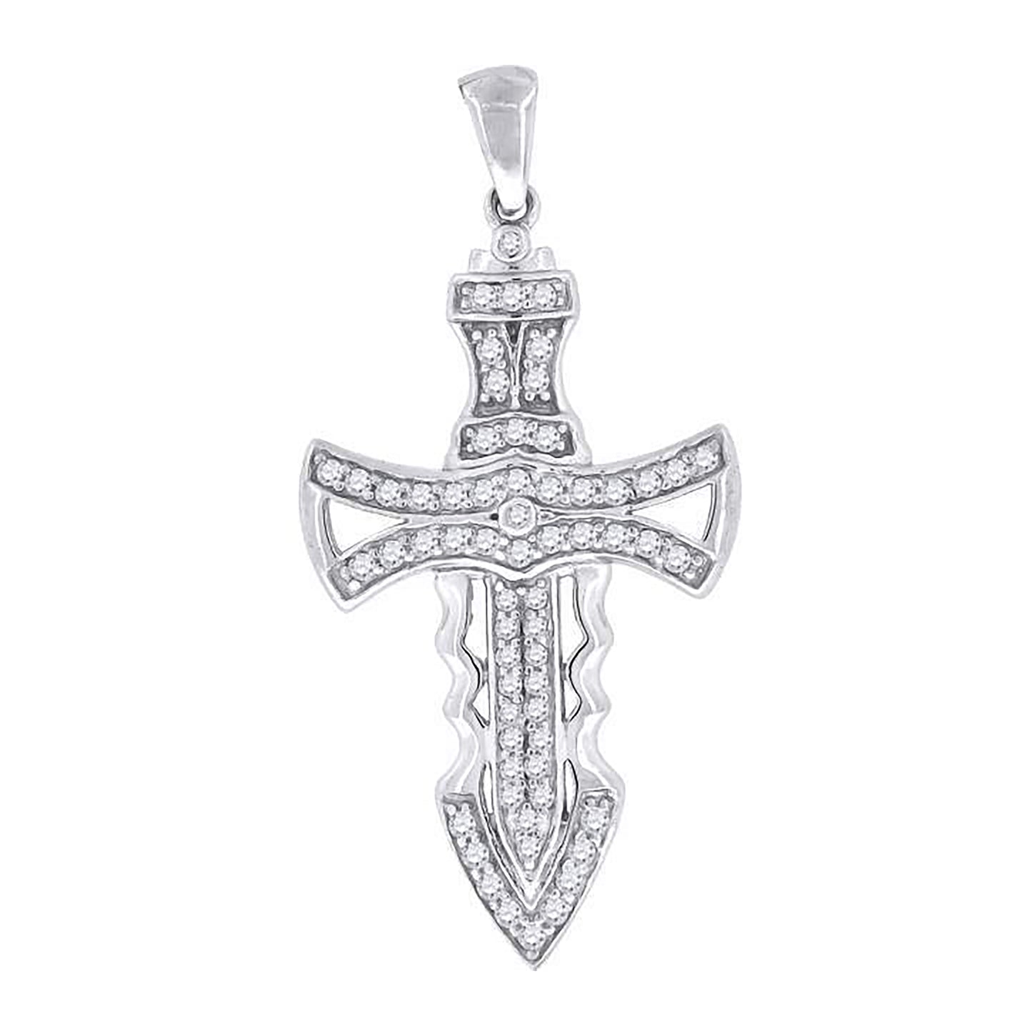 Sterling Silver Unisex Cubic-Zirconia Cross Religious Charm Pendant