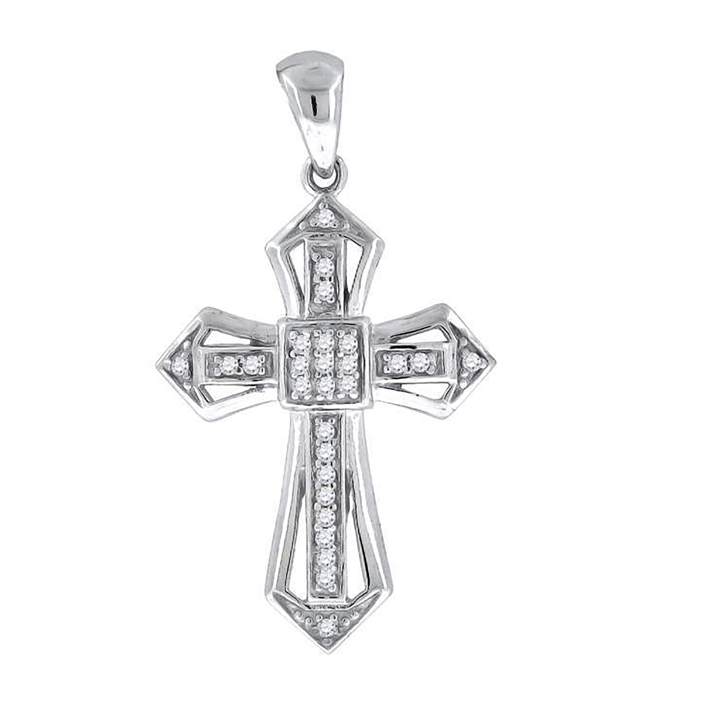 Sterling Silver Unisex Cubic Zirconia Cross Religious Charm Pendant