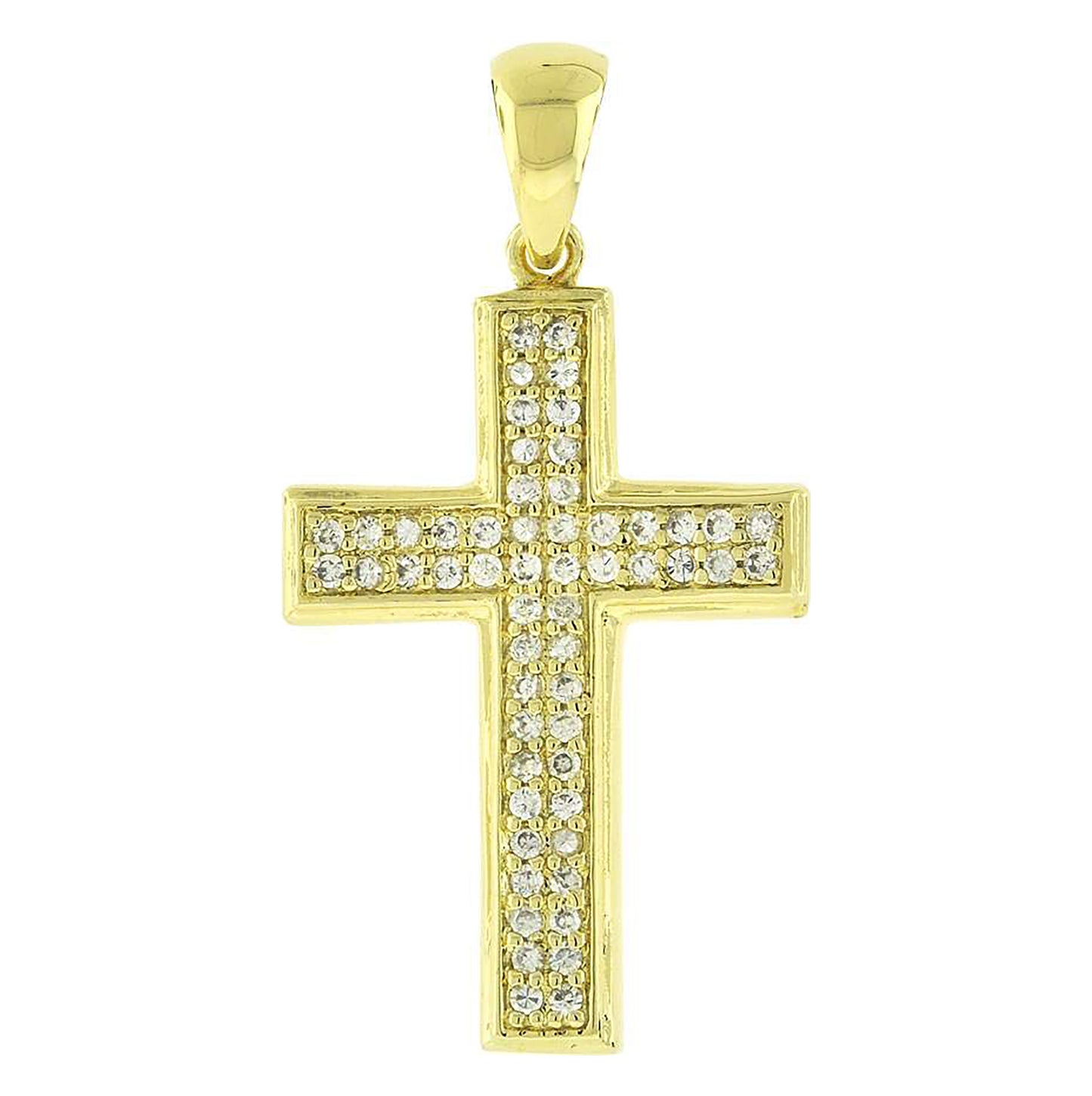Sterling Silver Unisex Cubic Zirconia Cross Religious Charm Pendant