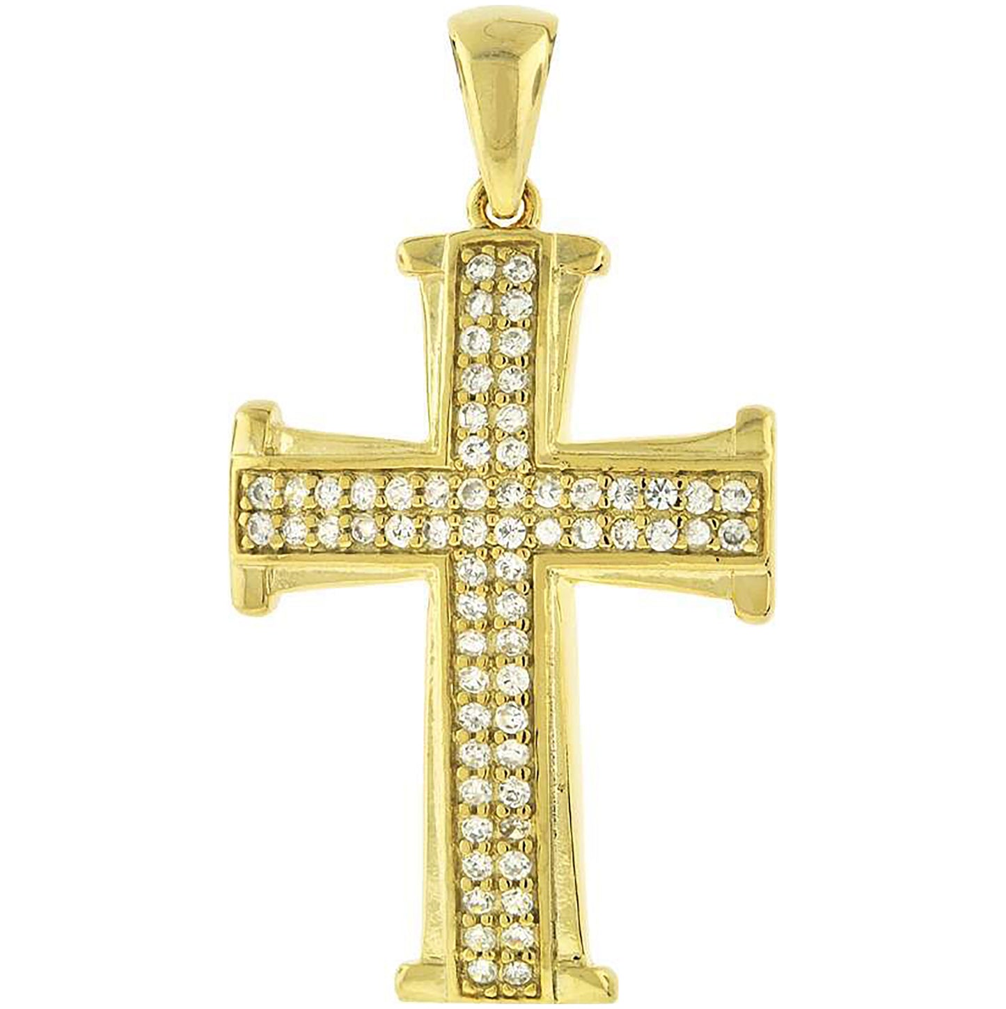 Sterling Silver Unisex Cubic Zirconia Cross Religious Charm Pendant