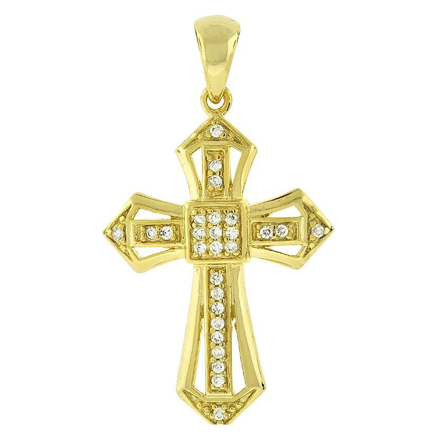 Sterling Silver Unisex Cubic Zirconia Cross Religious Charm Pendant