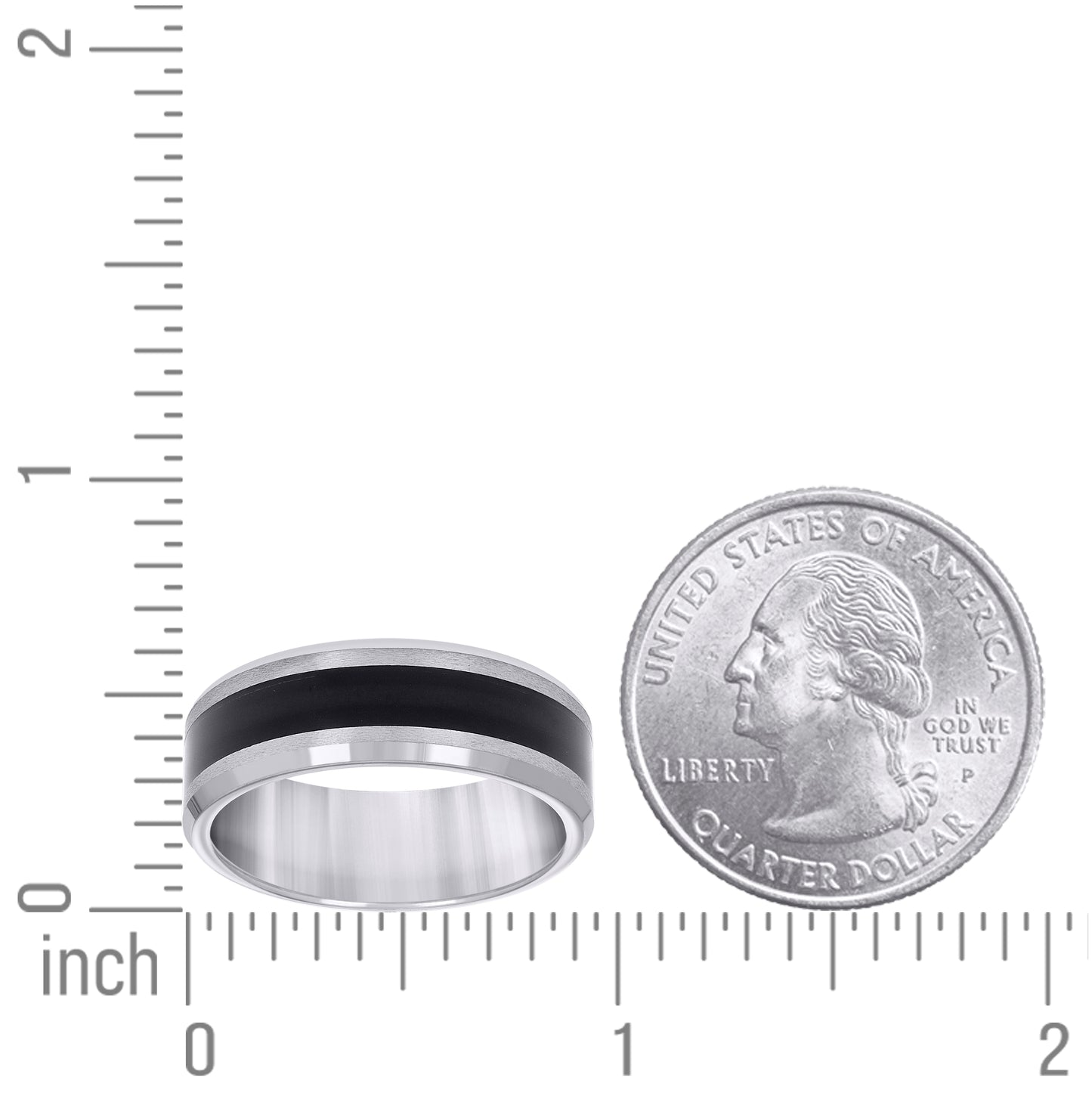 Tungsten Black Center Brushed Sides Comfort-fit 8mm Sizes 7 - 15 Bridal Anniversary Engagement Wedding Band