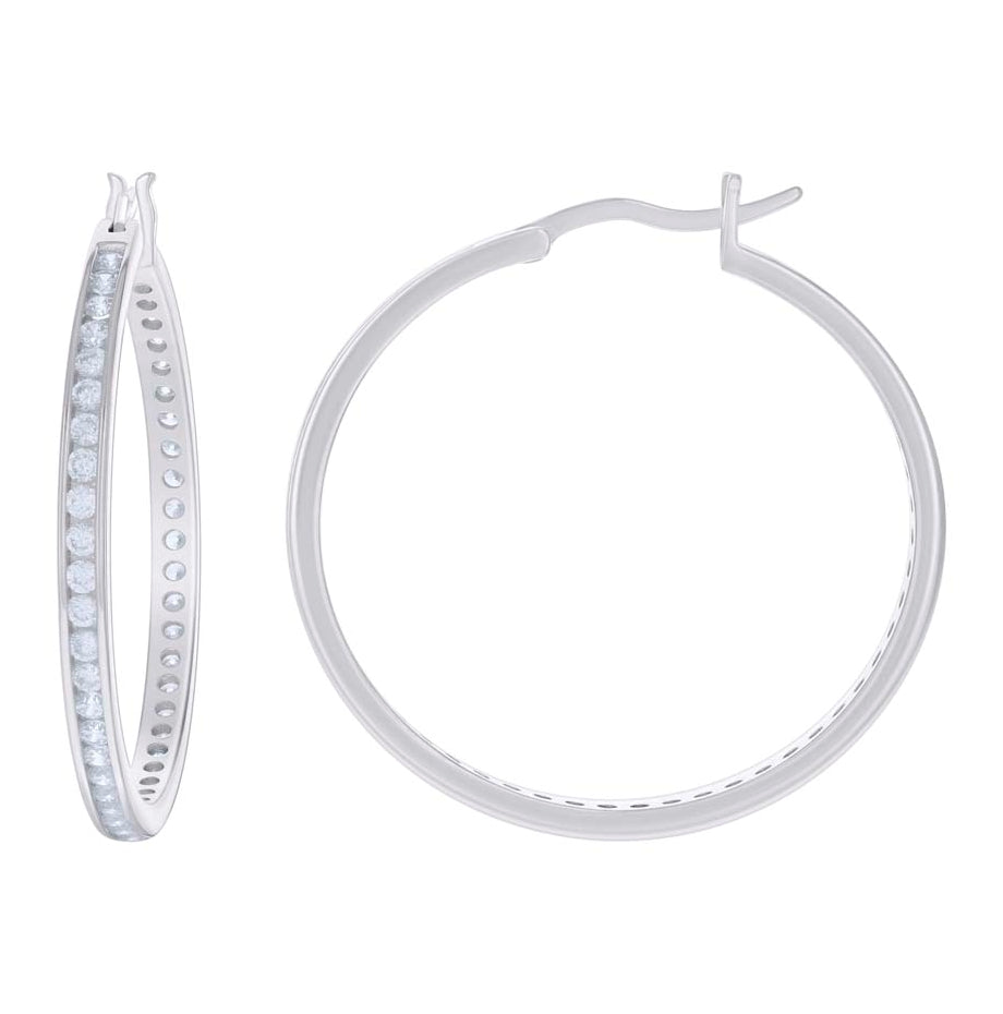 Sterling Silver Or Yellow-Tone Womens Cubic Zirconia Hoop Earrings 40mm