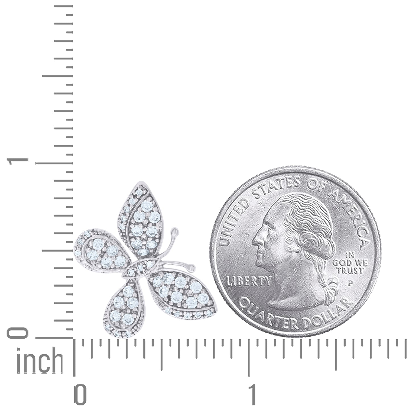 Sterling Silver Women Cubic-Zirconia Butterfly Fashion Charm Pendant