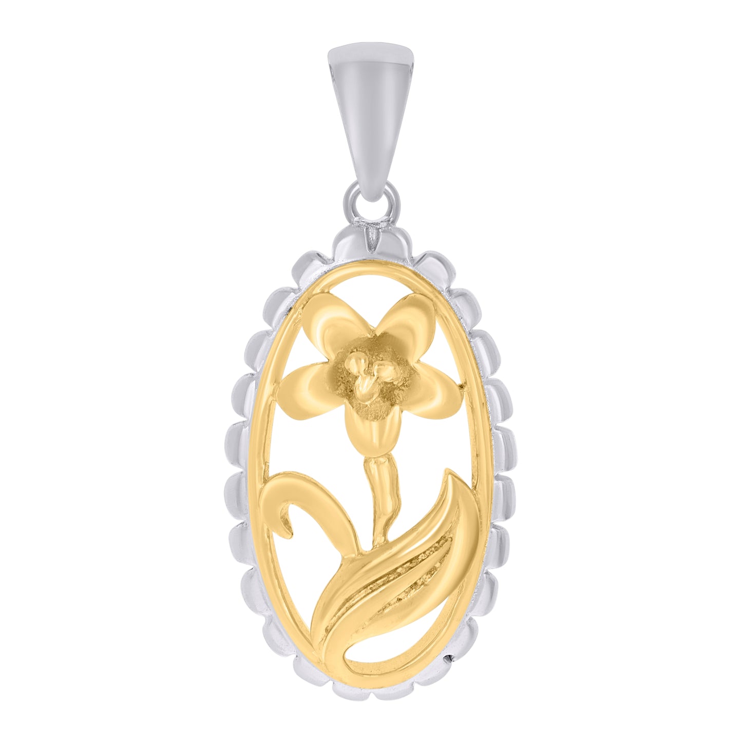 Sterling Silver Yellow-Tone Womens Flower Fashion Charm Pendant