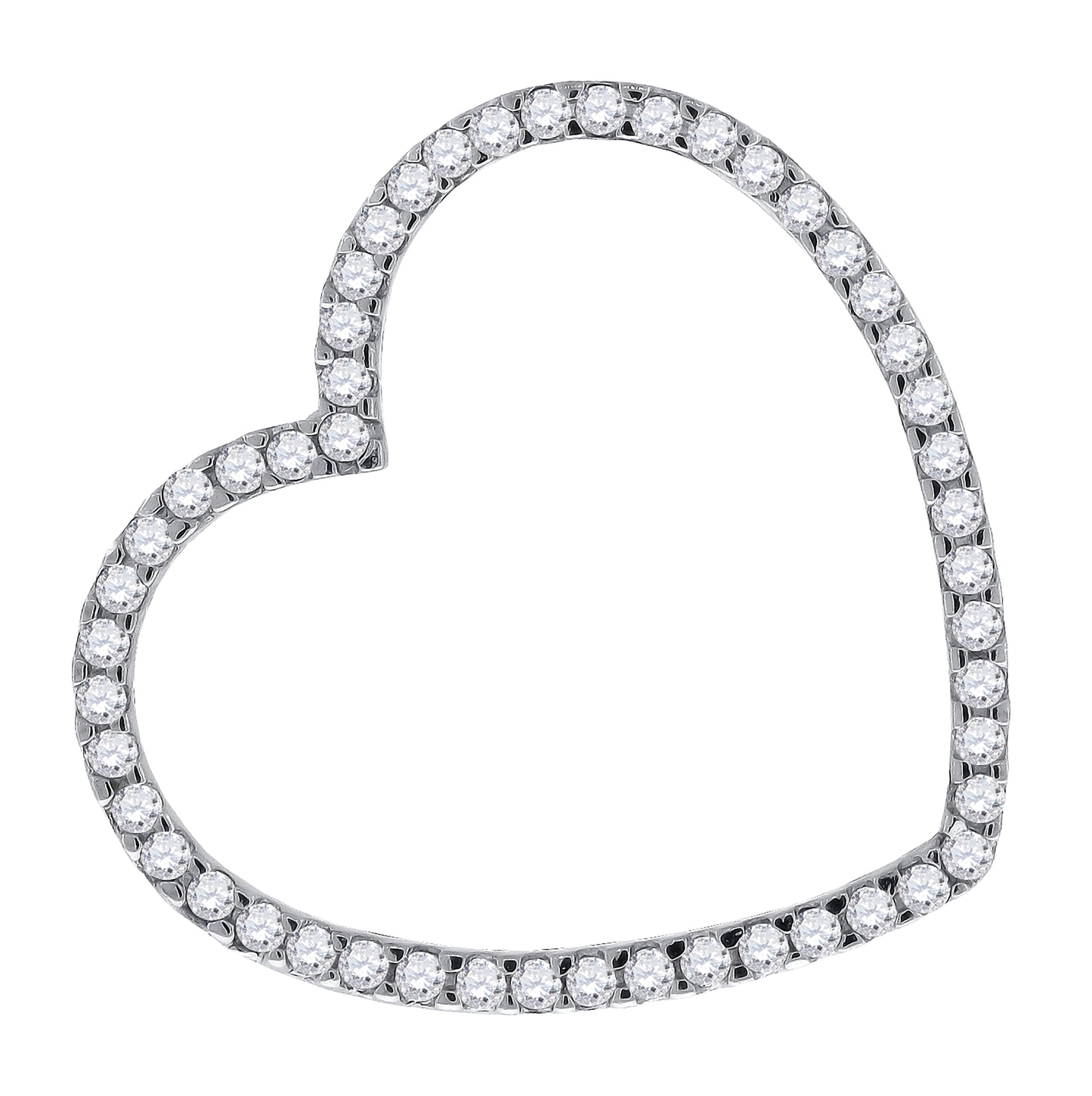 Sterling Silver Womens Cubic-Zirconia Heart Slide Pendant
