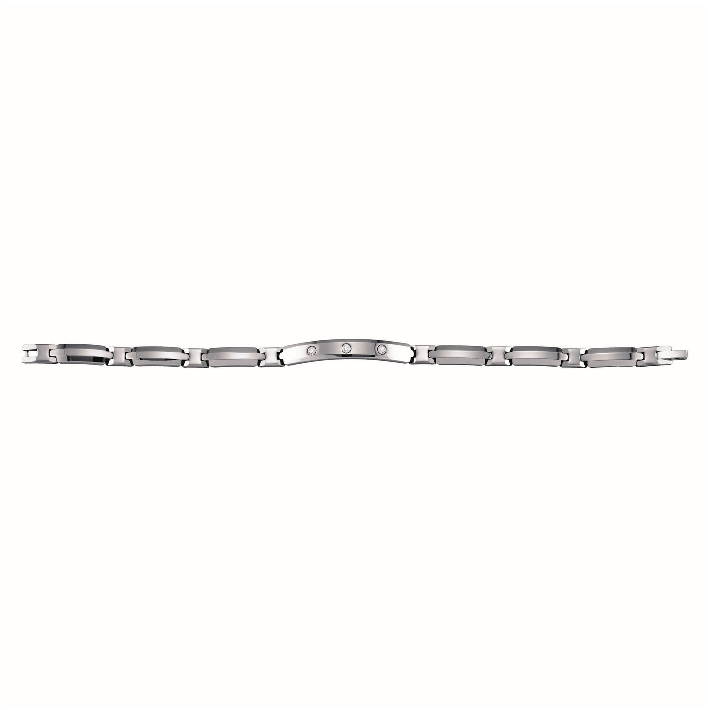 Tungsten Black Tone Mens Polished Cubic-Zirconia Cubic Zirconia Link Bracelet 8mm Size 8.5 Inches
