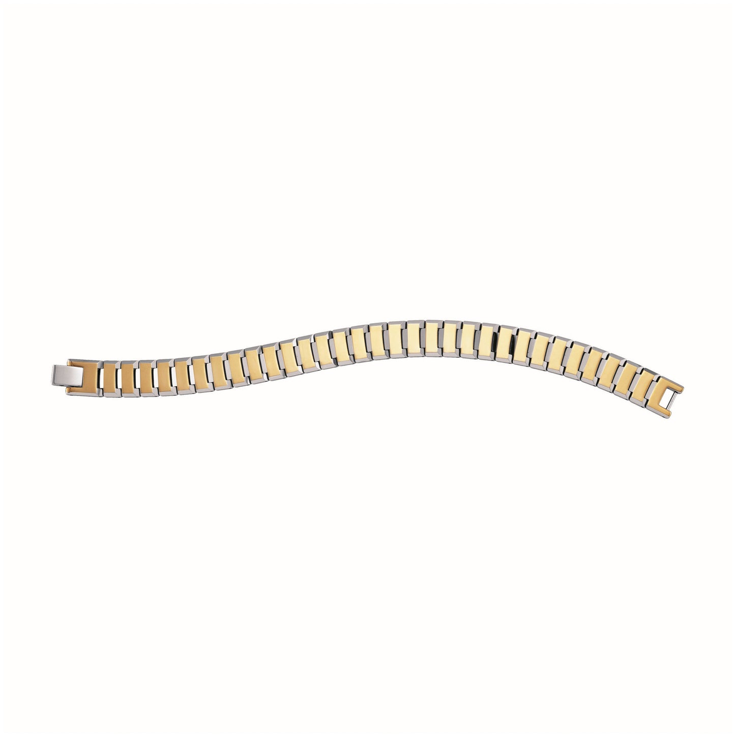 Tungsten Yellow Tone Mens Polished Link Bracelet 13mm Size 8.5 Inches