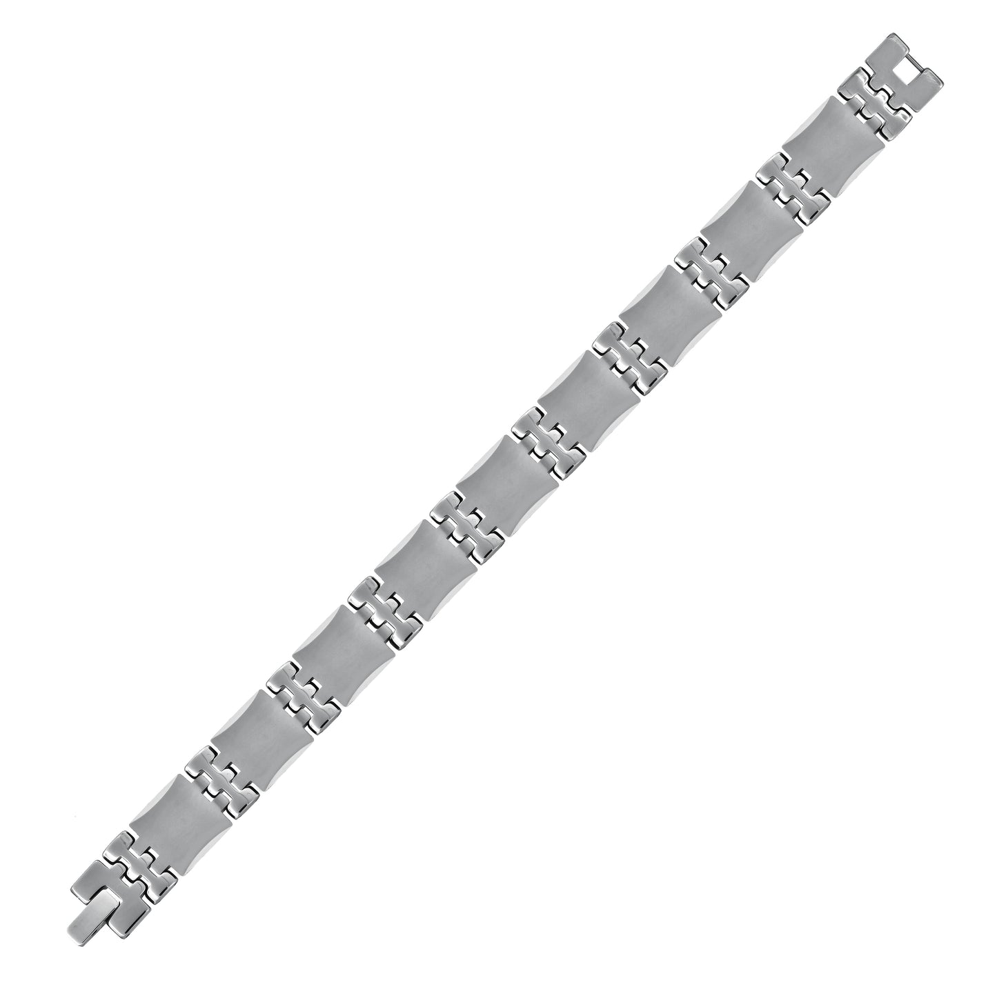 Tungsten Mens Polished Link Bracelet 13mm Size 8.5 Inches