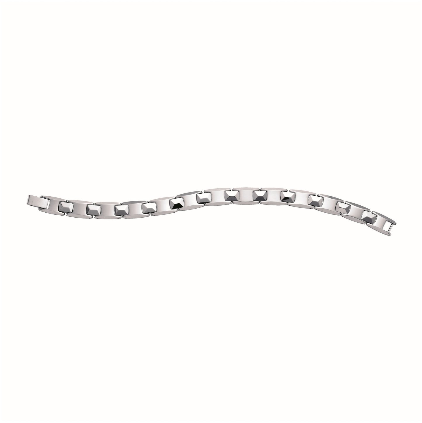 Tungsten Mens Polished Link Bracelet 7mm Size 8.5 Inches