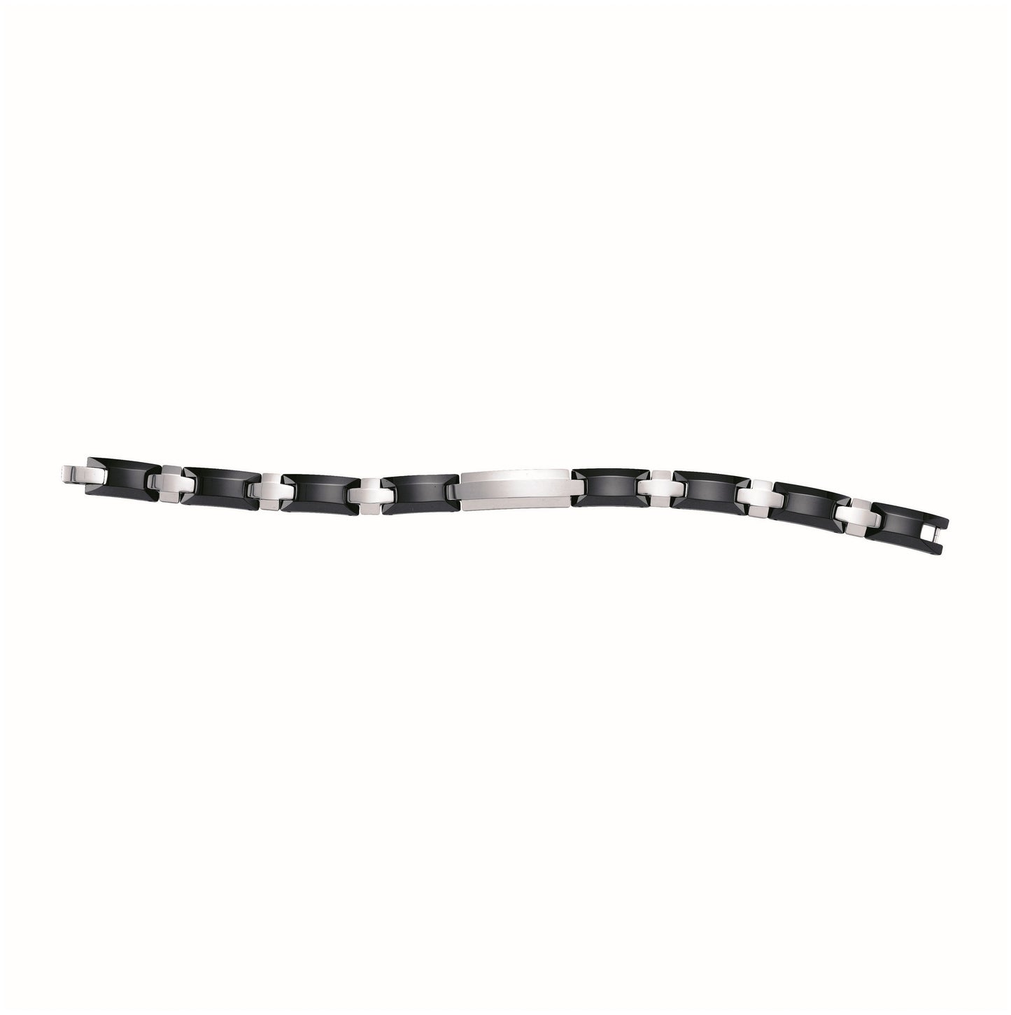 Tungsten And Black Ceramic Mens Polished Fashion Bracelet 9mm Size 8.5 Inches