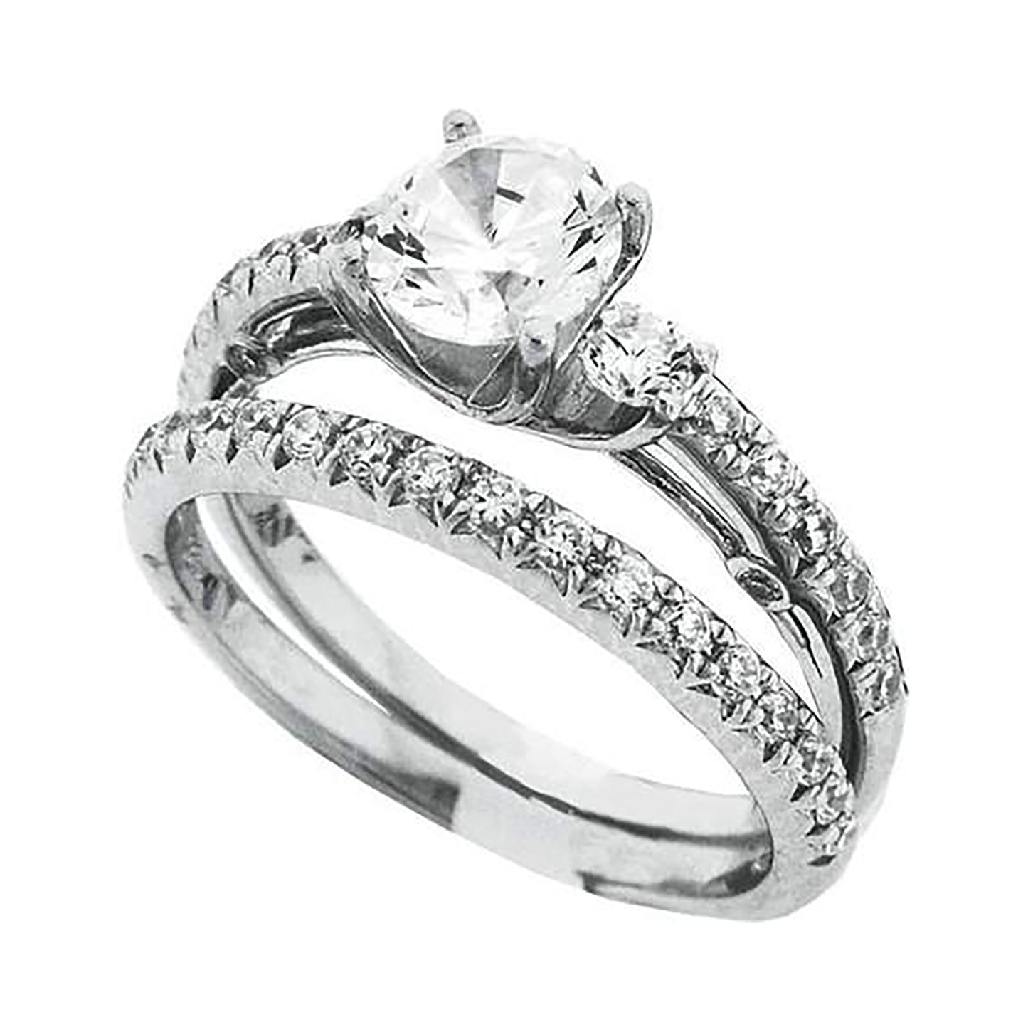 Sterling Silver Womens Cubic Zirconia Sizes 6 To 9 Round Center Stone Bridal Set Anniversary Engagement Wedding Ring Band