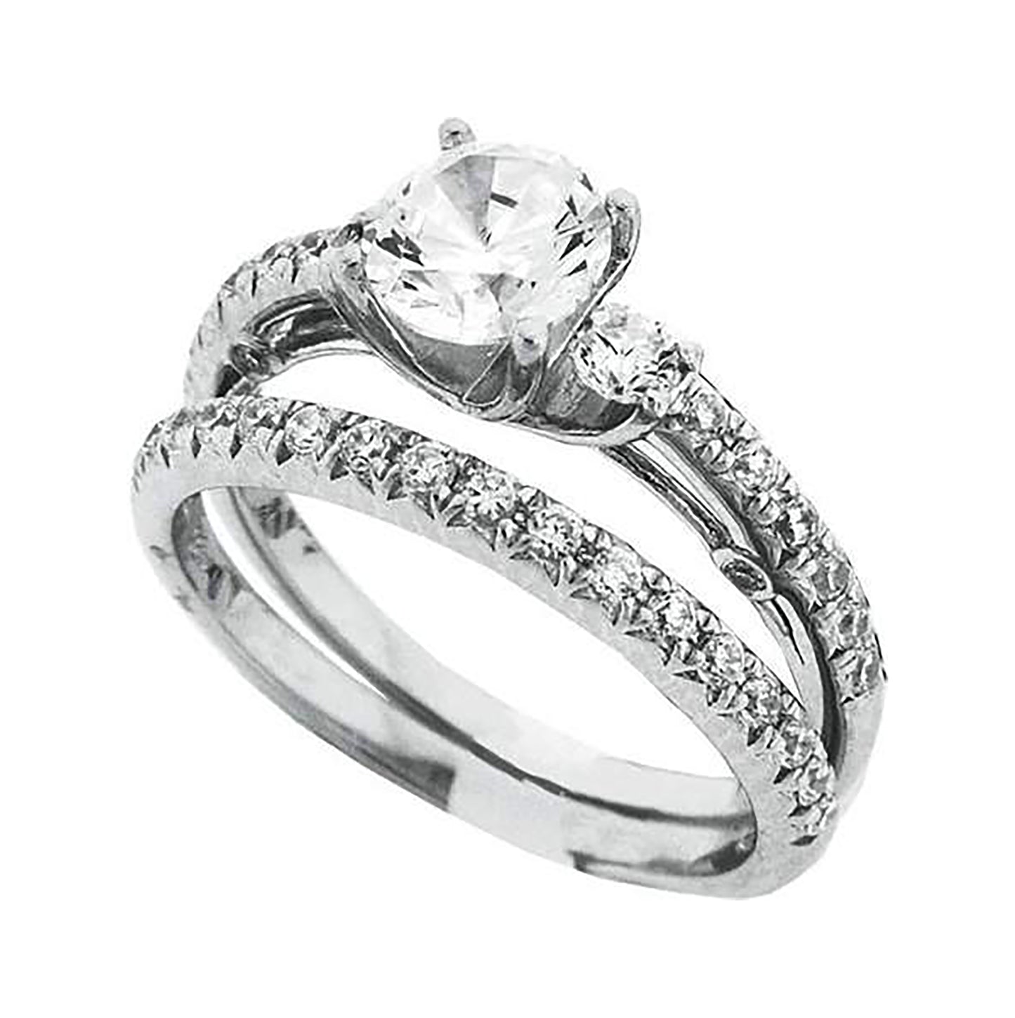 Sterling Silver Womens Cubic Zirconia Sizes 6 To 9 Round Center Stone Bridal Set Anniversary Engagement Wedding Ring Band