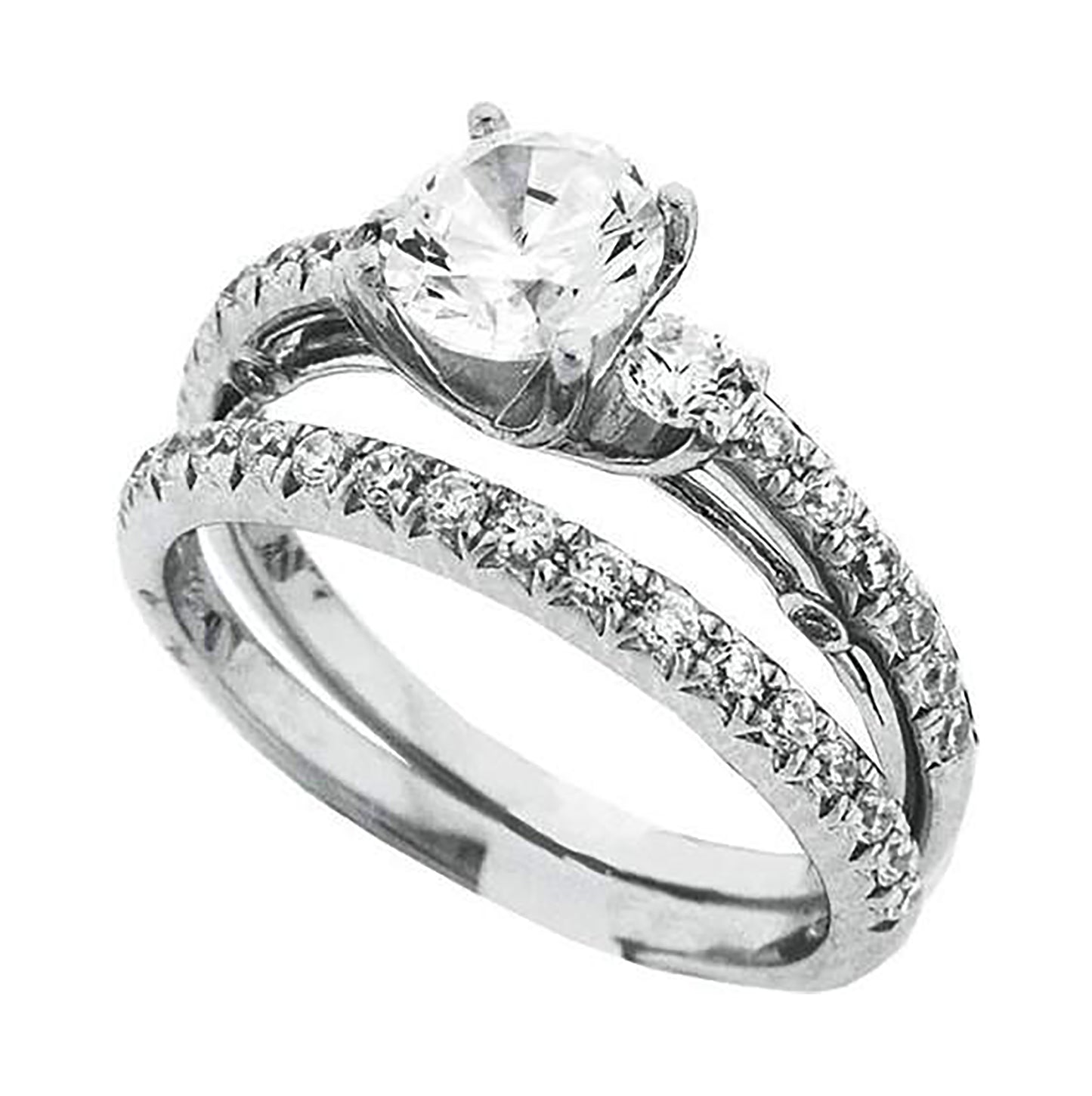 Sterling Silver Womens Cubic Zirconia Sizes 6 To 9 Round Center Stone Bridal Set Anniversary Engagement Wedding Ring Band