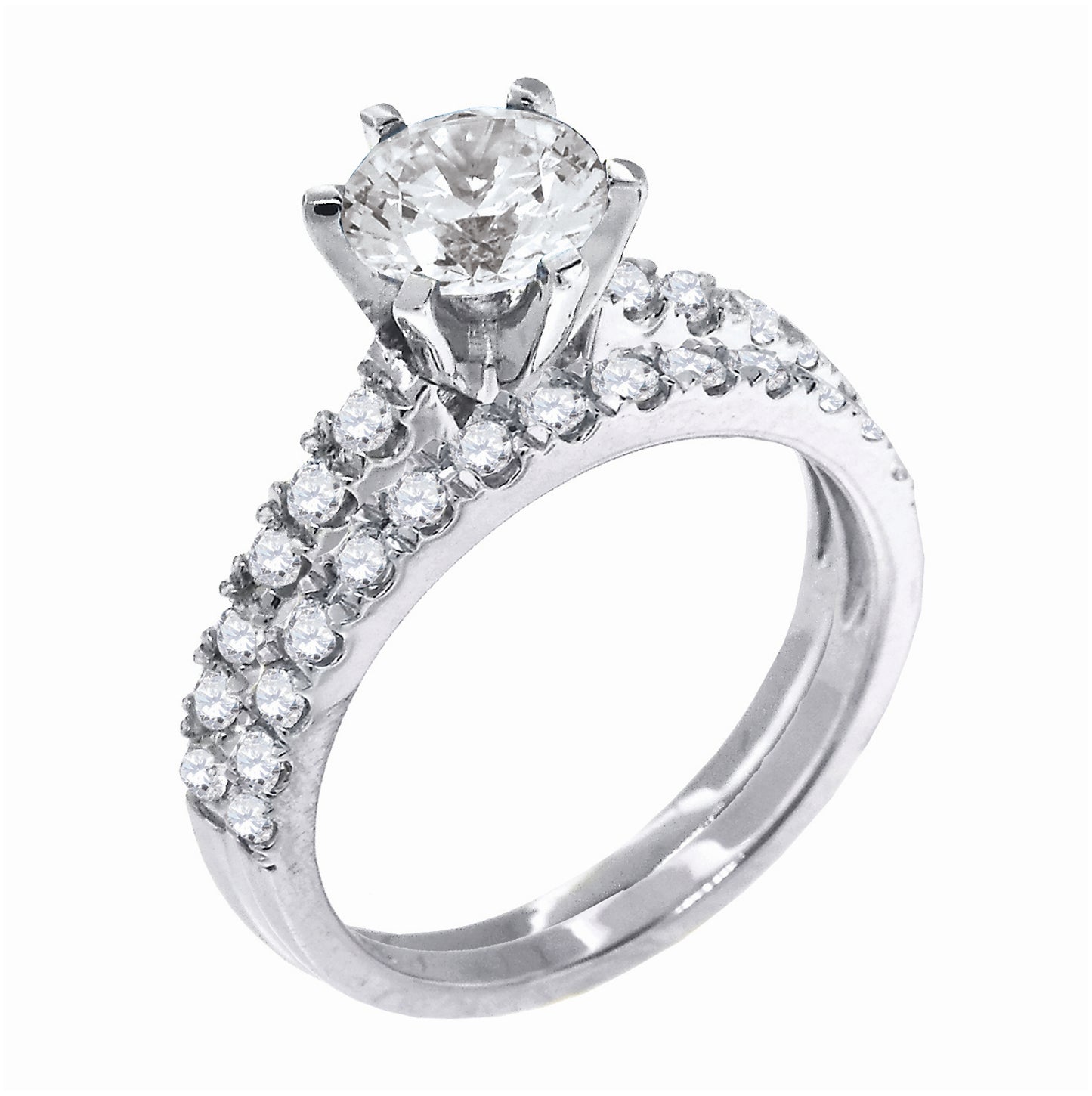 Sterling Silver Womens Cubic Zirconia Sizes 6-9 Round Center Stone Bridal Set Wedding Anniversary Engagement Ring Band