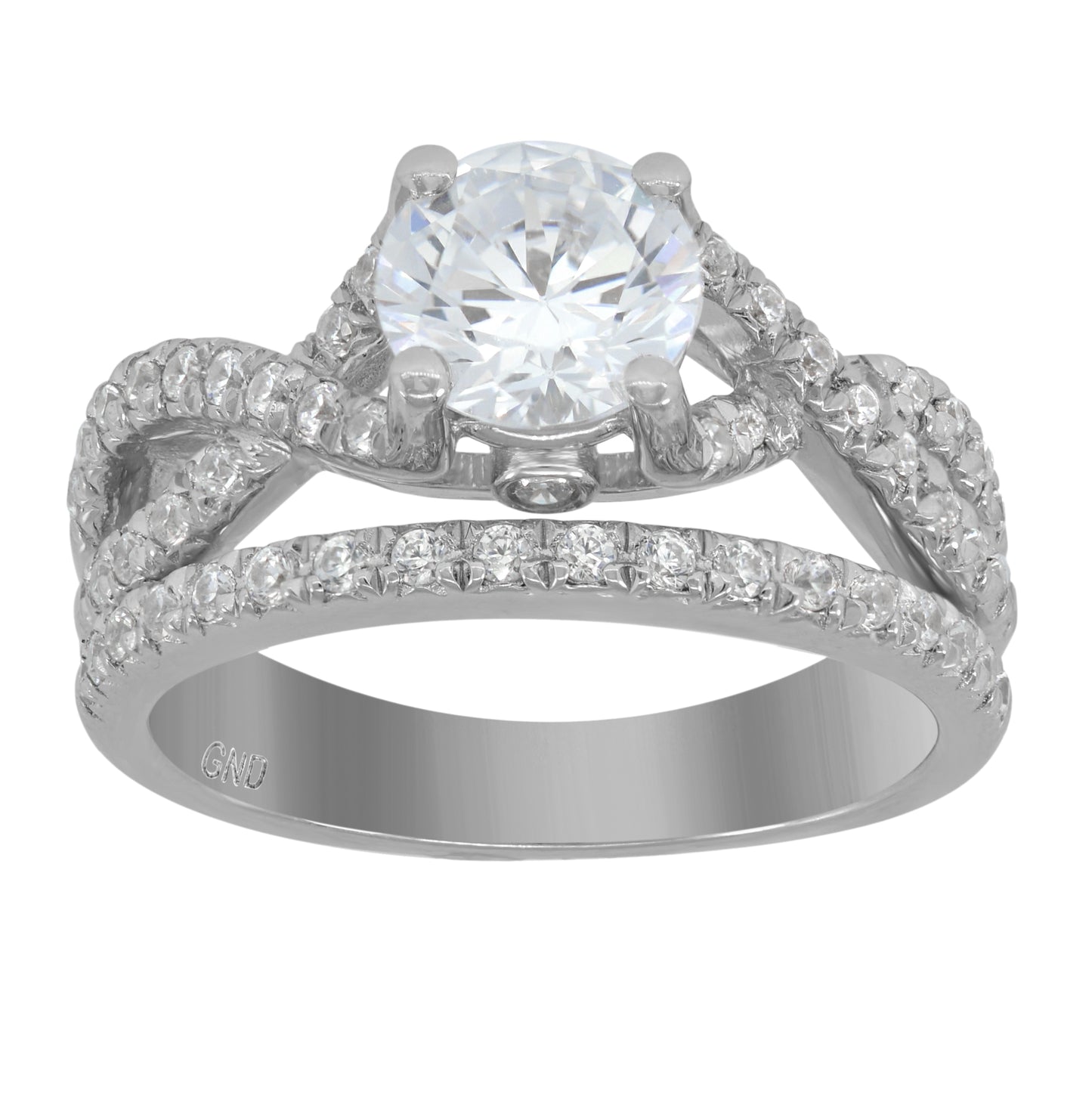 Sterling Silver Women's Cubic Zirconia Sizes 6 To 9 Round Center Stone Bridal Set Anniversary Engagement Wedding Ring Band