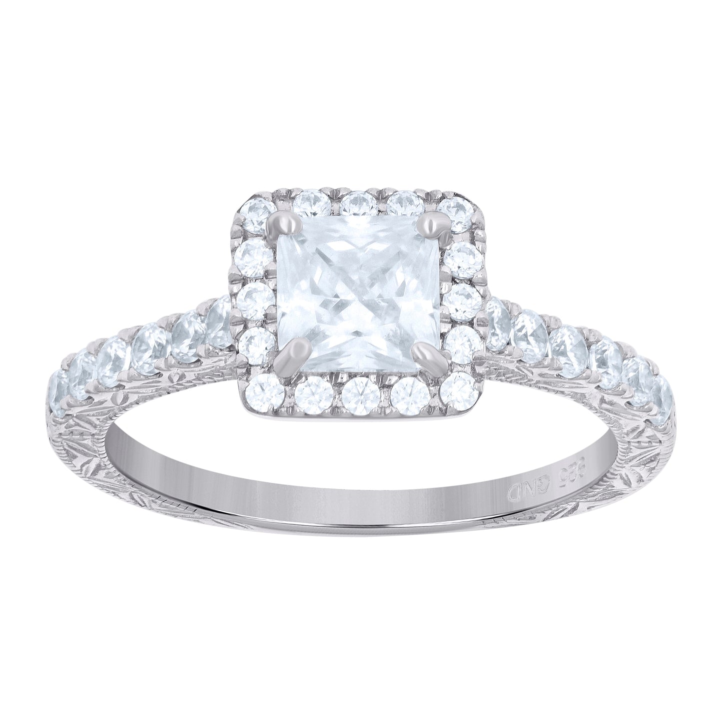 Sterling Silver Womens Cubic Zirconia Sizes 6 To 9 Princess-Cut Center Stones Bridal Wedding Anniversary Engagement Ring Band