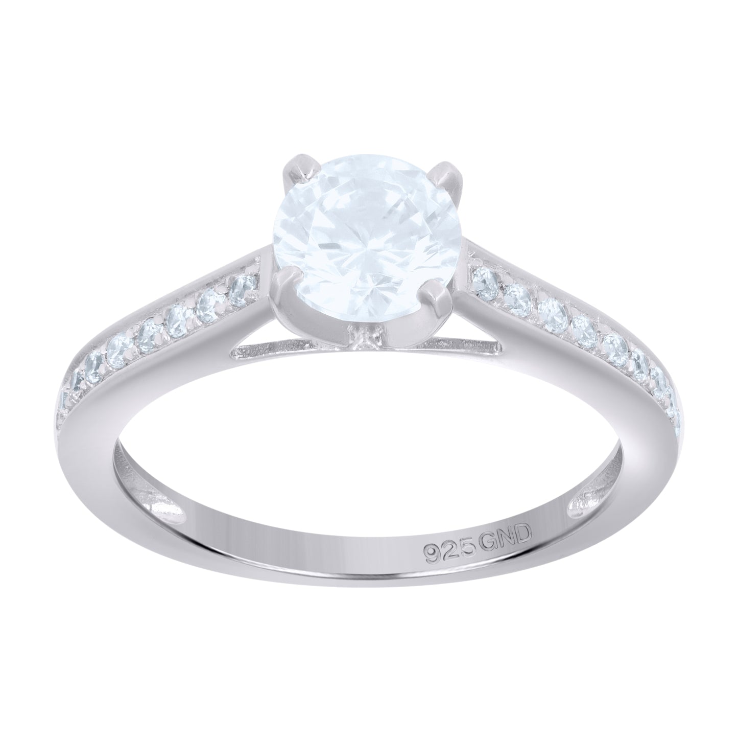 Sterling Silver Women's Cubic Zirconia Sizes 6-9 Round Center Stone Bridal Wedding Anniversary Engagement Ring Band