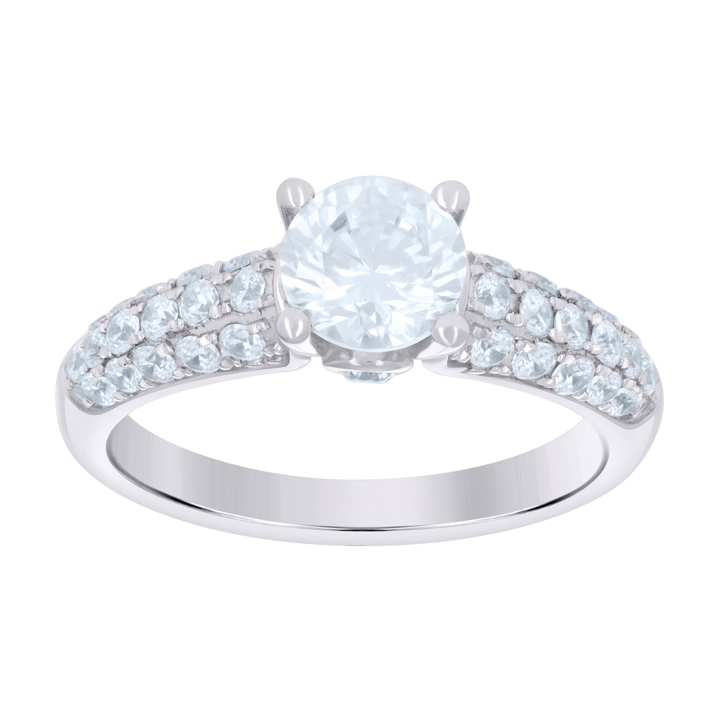 Sterling Silver Womens Cubic Zirconia Sizes 6-9 Round Center Stones Bridal Wedding Anniversary Engagement Ring Band