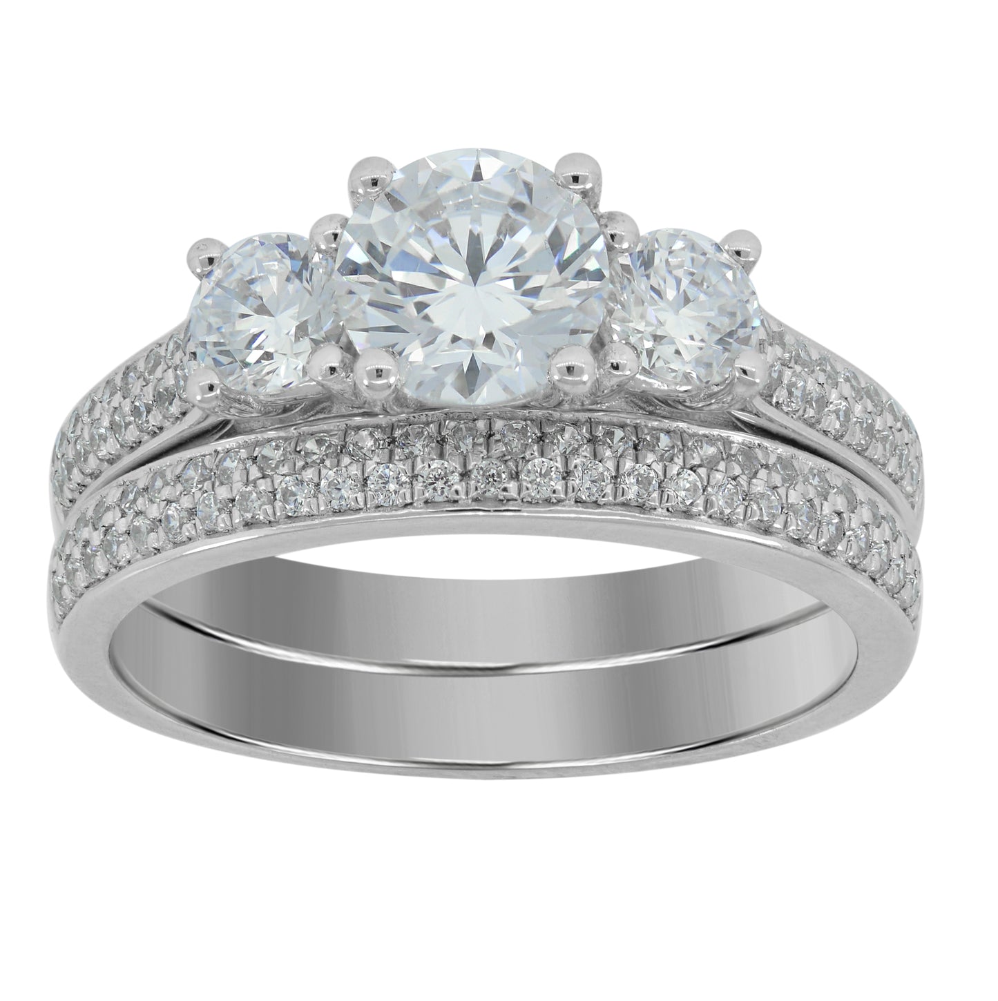 Sterling Silver Womens Cubic Zirconia Sizes 6 To 9 Round Center Stones Bridal Set Anniversary Engagement Wedding Ring Band