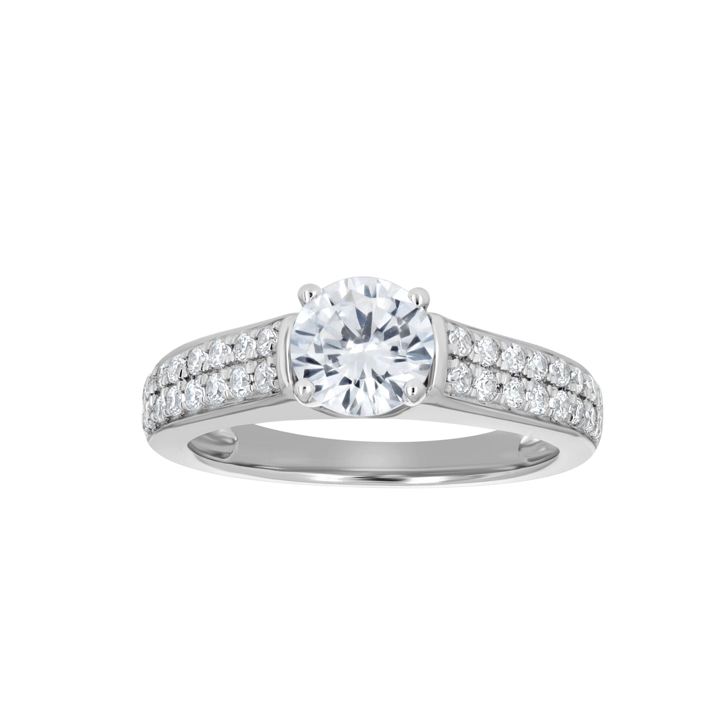 Sterling Silver Women's Cubic Zirconia Sizes 6-9 Round Center Stone Bridal Wedding Anniversary Engagement Ring Band