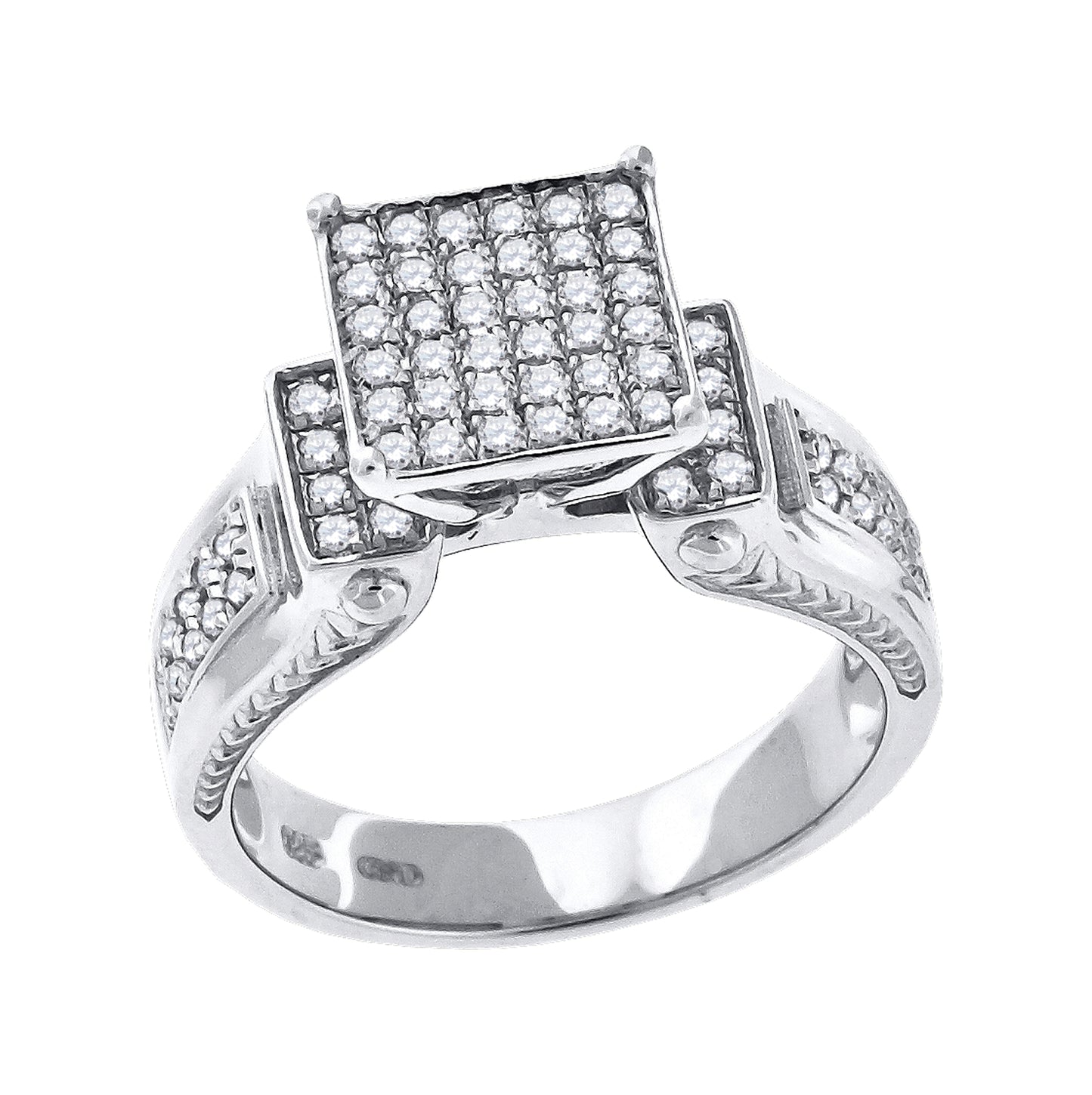 Sterling Silver Women's Cubic Zirconia Sizes 6 To 9 Square Head Bridal Wedding Anniversary Engagement Ring Band
