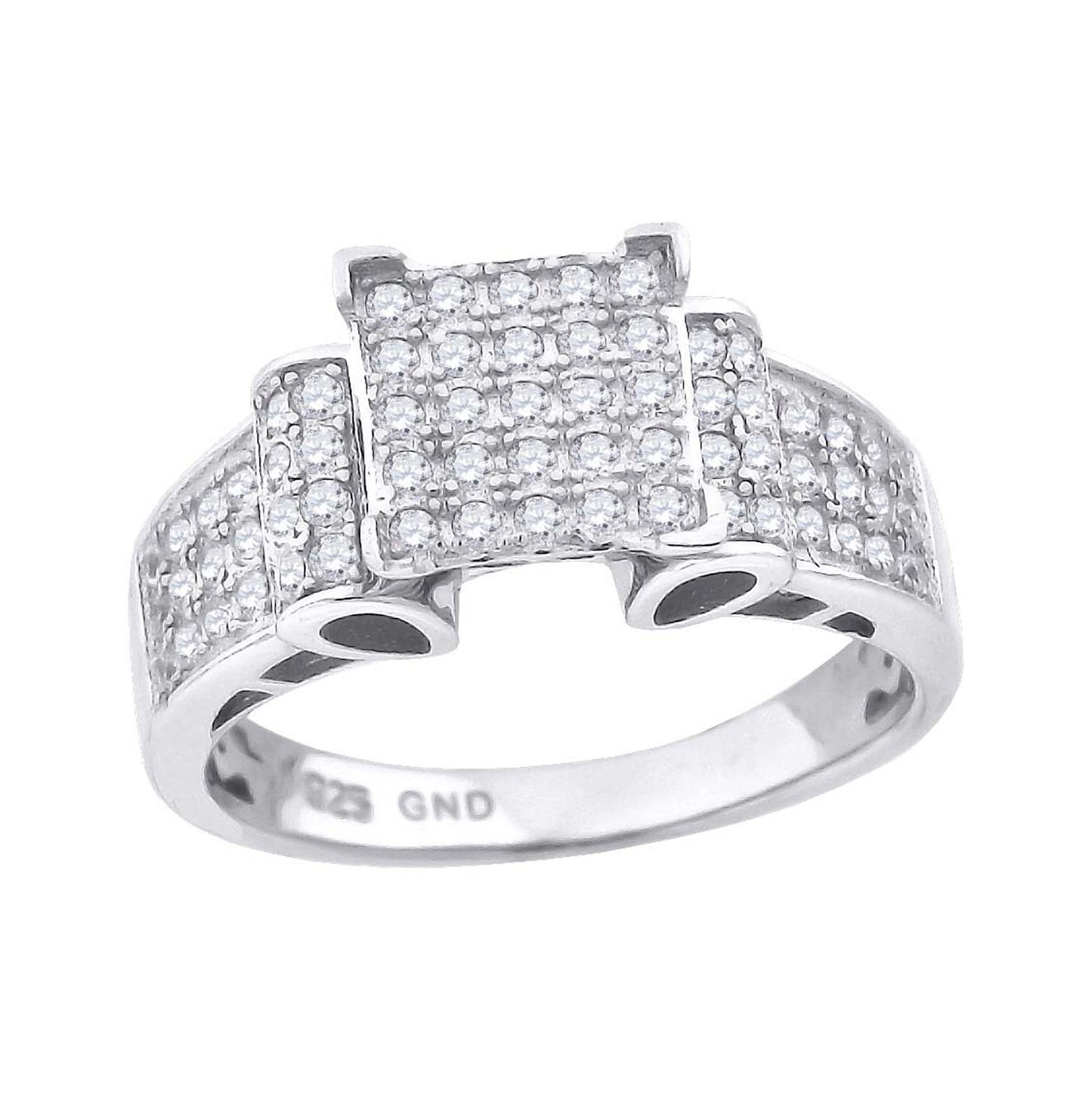 Sterling Silver Women's Cubic Zirconia Sizes 6 To 9 Square Head Bridal Wedding Anniversary Engagement Ring Band