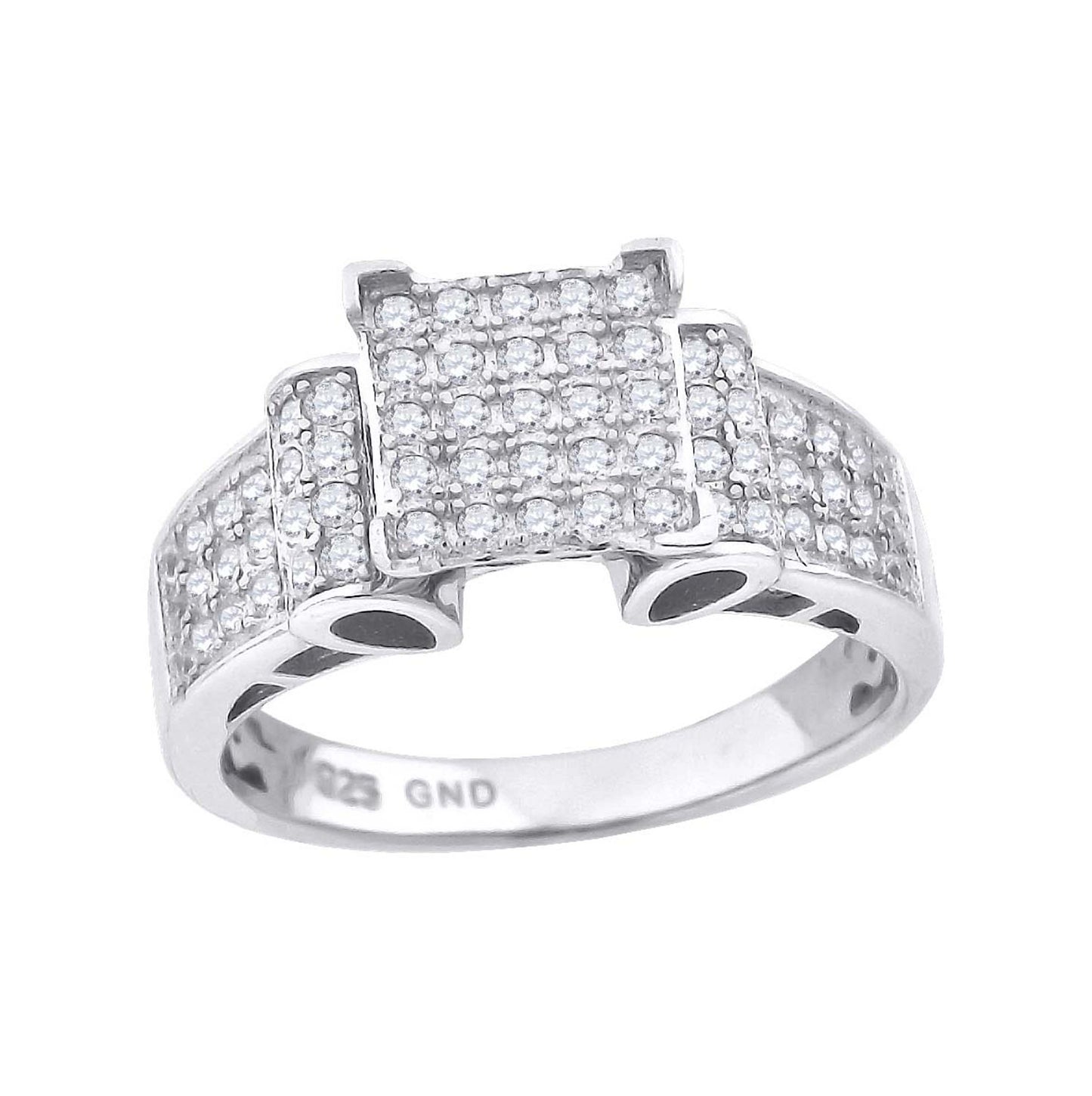 Sterling Silver Women's Cubic Zirconia Sizes 6 To 9 Square Head Bridal Wedding Anniversary Engagement Ring Band