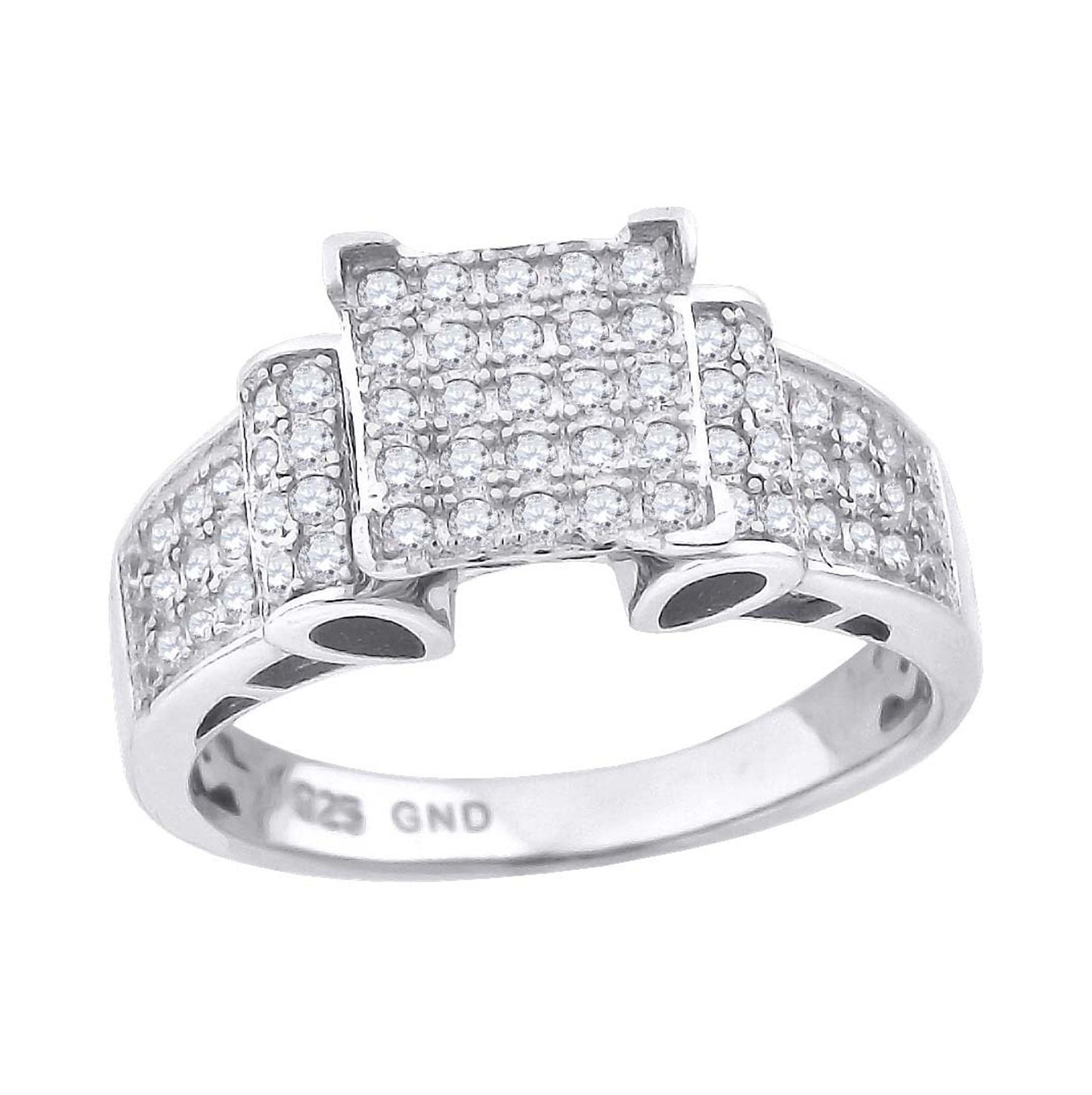 Sterling Silver Women's Cubic Zirconia Sizes 6 To 9 Square Head Bridal Wedding Anniversary Engagement Ring Band
