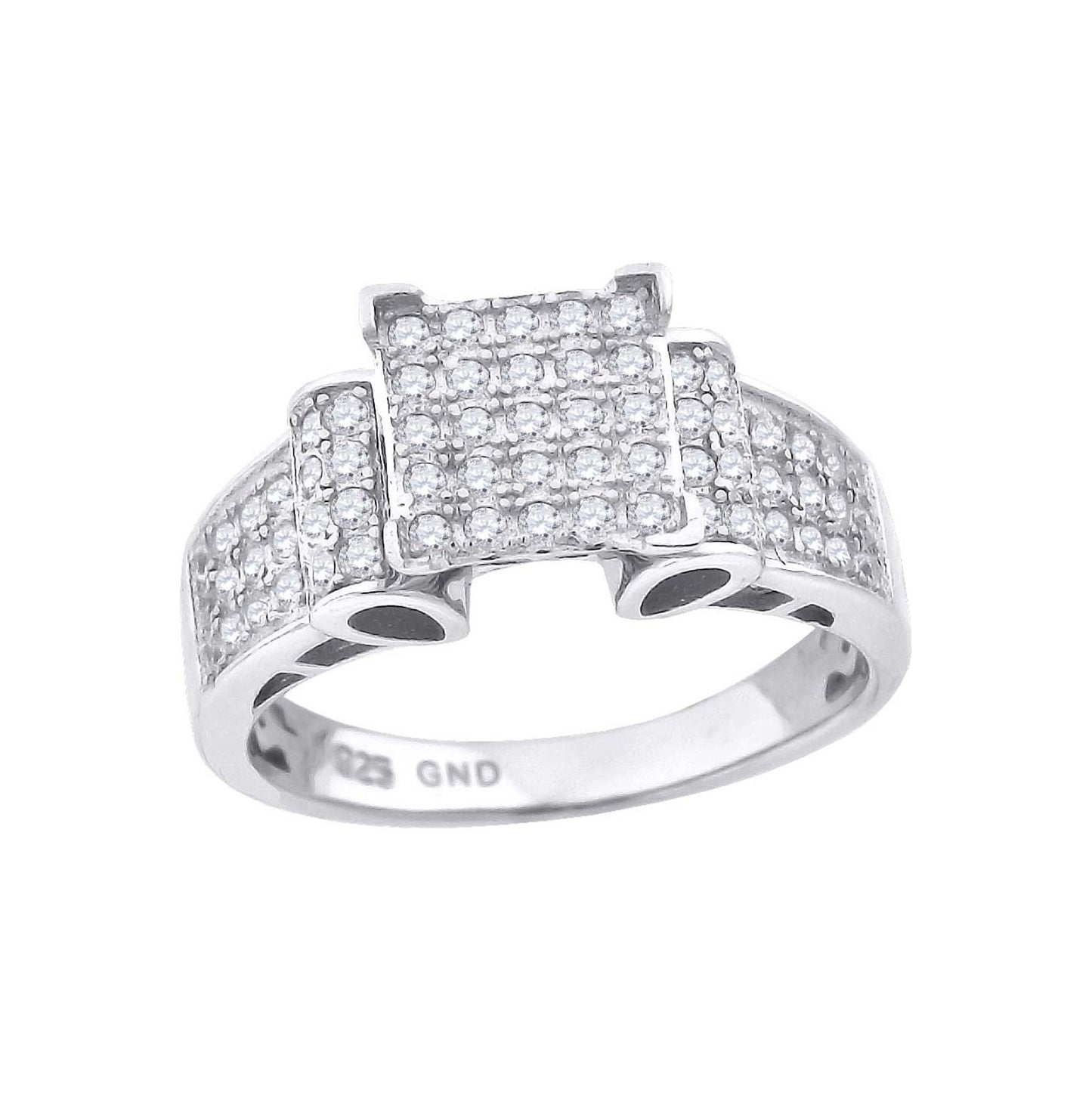 Sterling Silver Women's Cubic Zirconia Sizes 6 To 9 Square Head Bridal Wedding Anniversary Engagement Ring Band