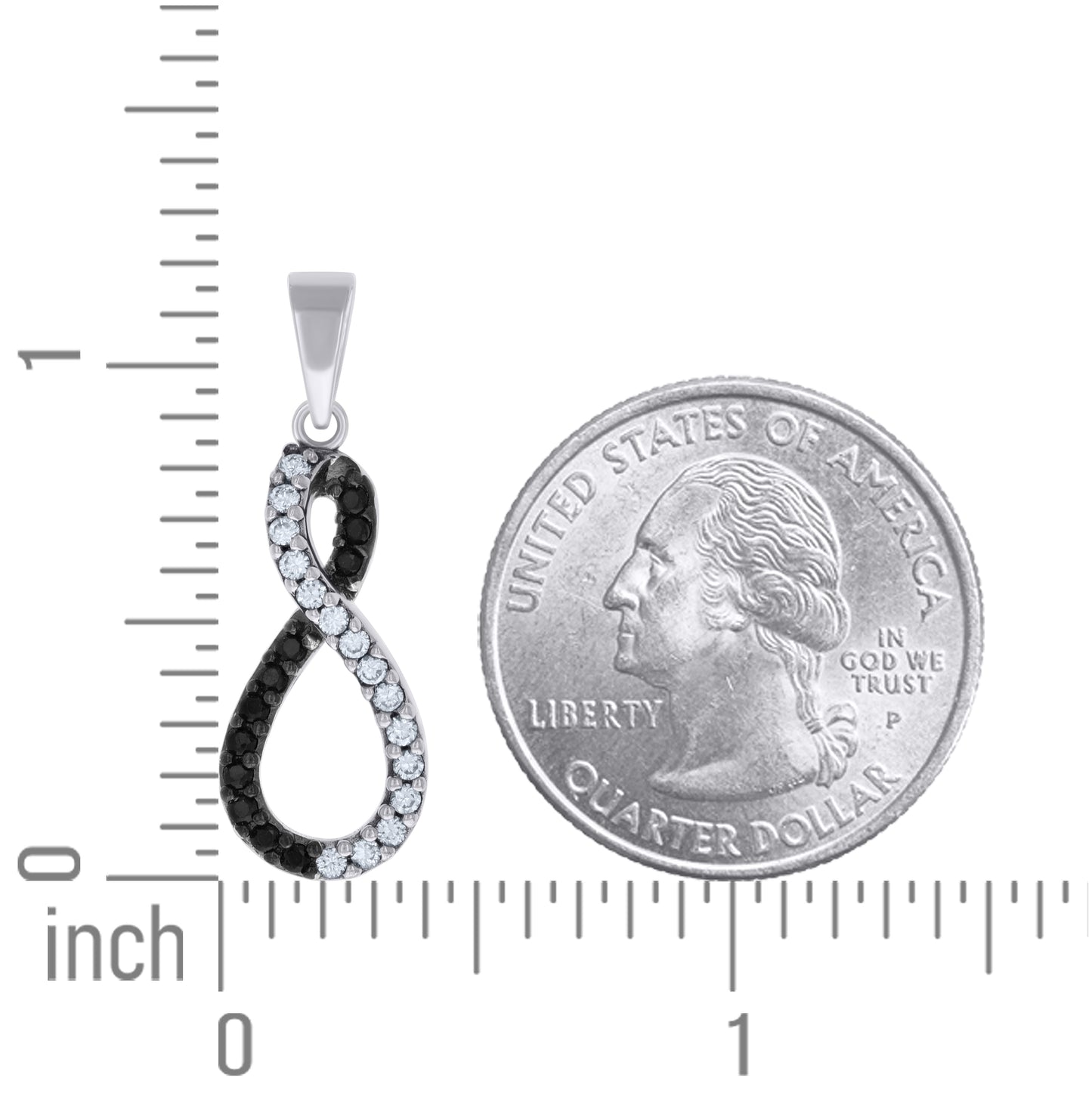 Sterling Silver Womens Black Cubic-Zirconia Infinity Charm Pendant