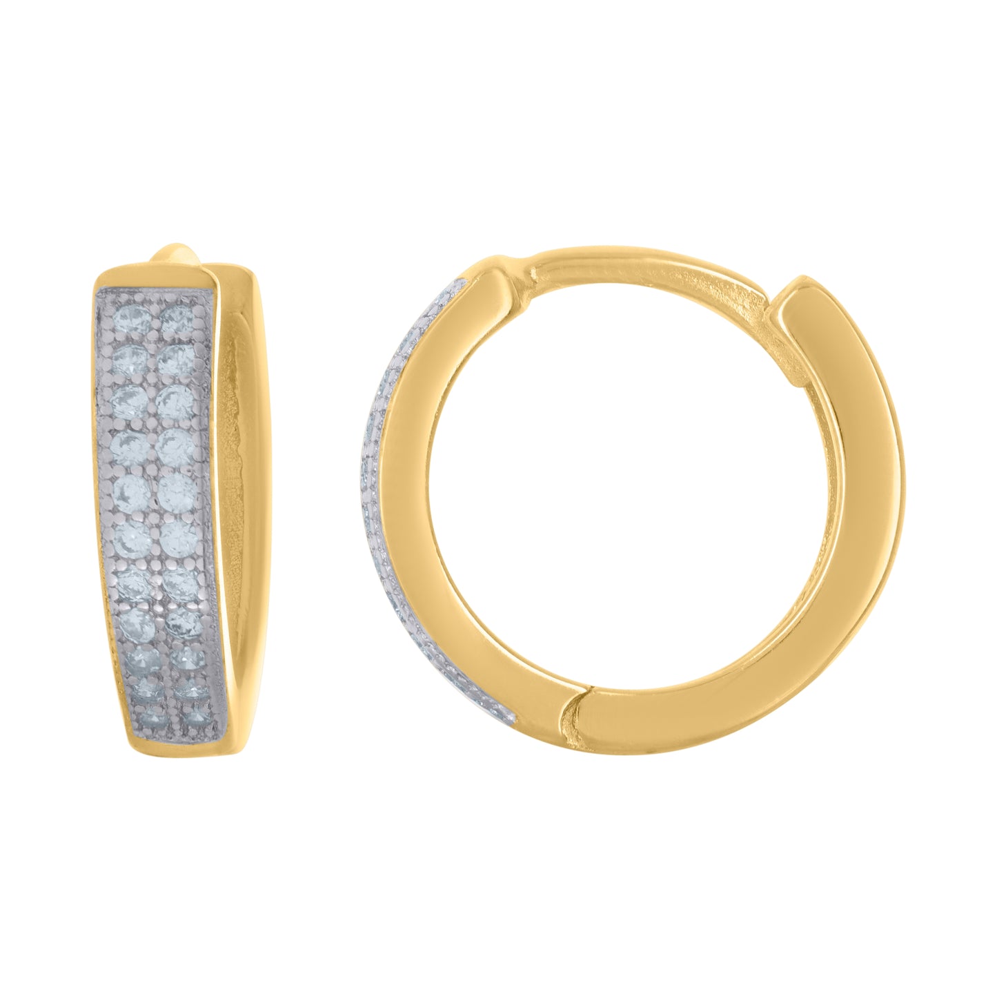Sterling Silver Or Yellow-Tone Womens Cubic Zirconia Double Row Hoop Earrings