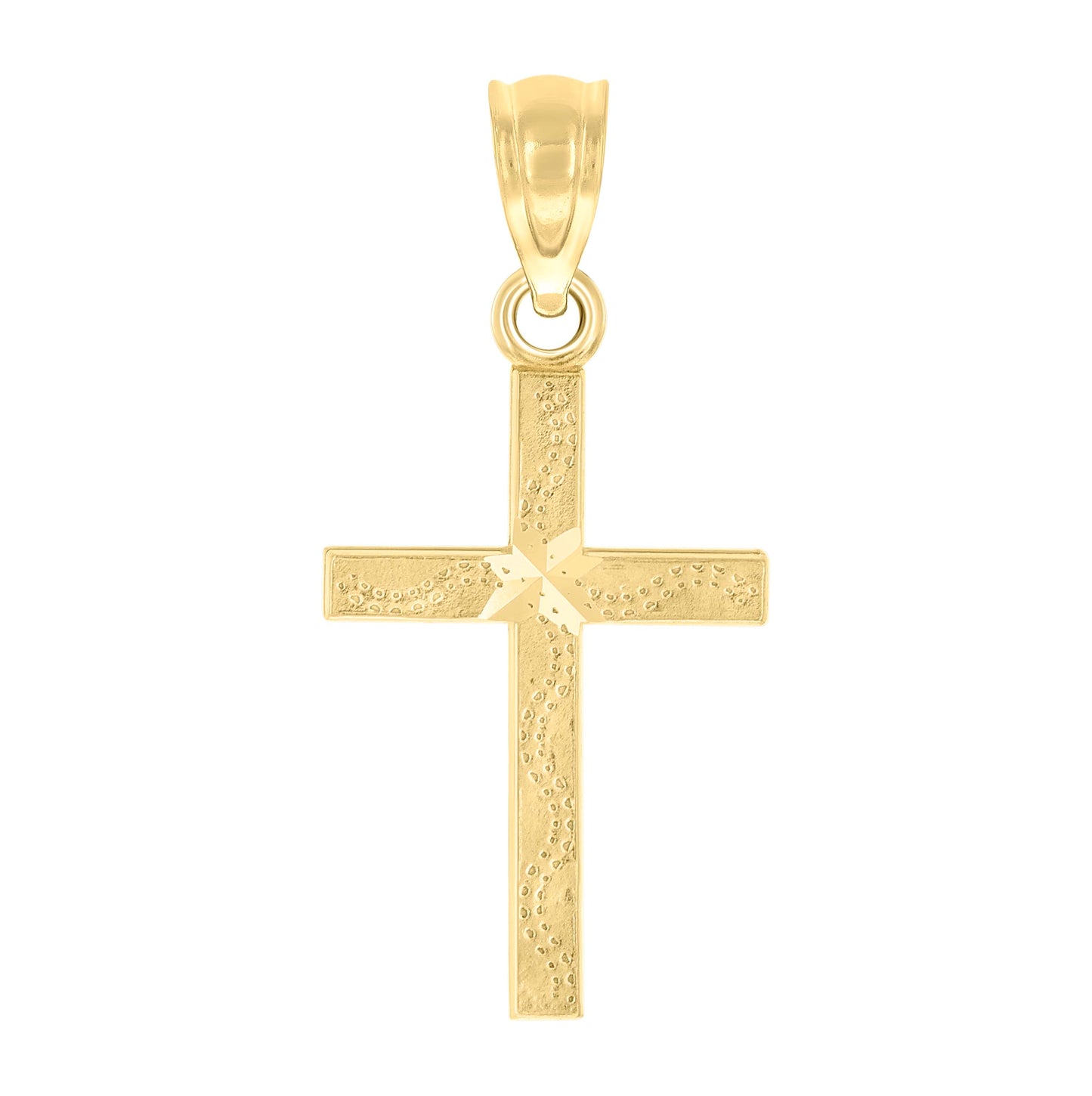 10K Yellow Gold Diamond-Cut Unisex Cross Religious Charm Pendant