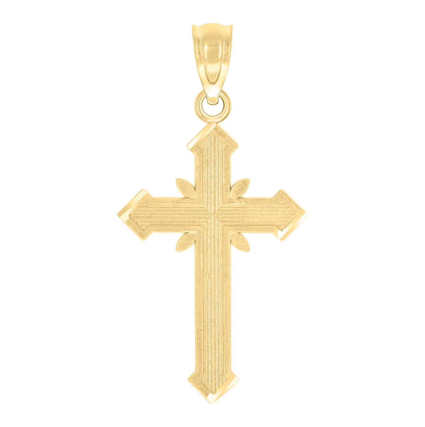 10K Yellow Gold Diamond-Cut Unisex Cross Religious Charm Pendant