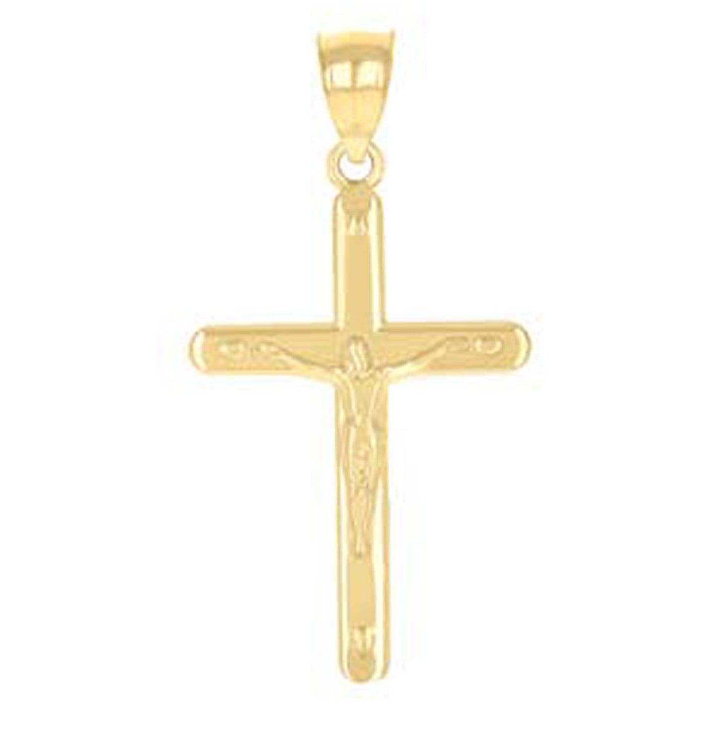 10K Yellow Gold Unisex Crucifix Cross Religious Charm Pendant