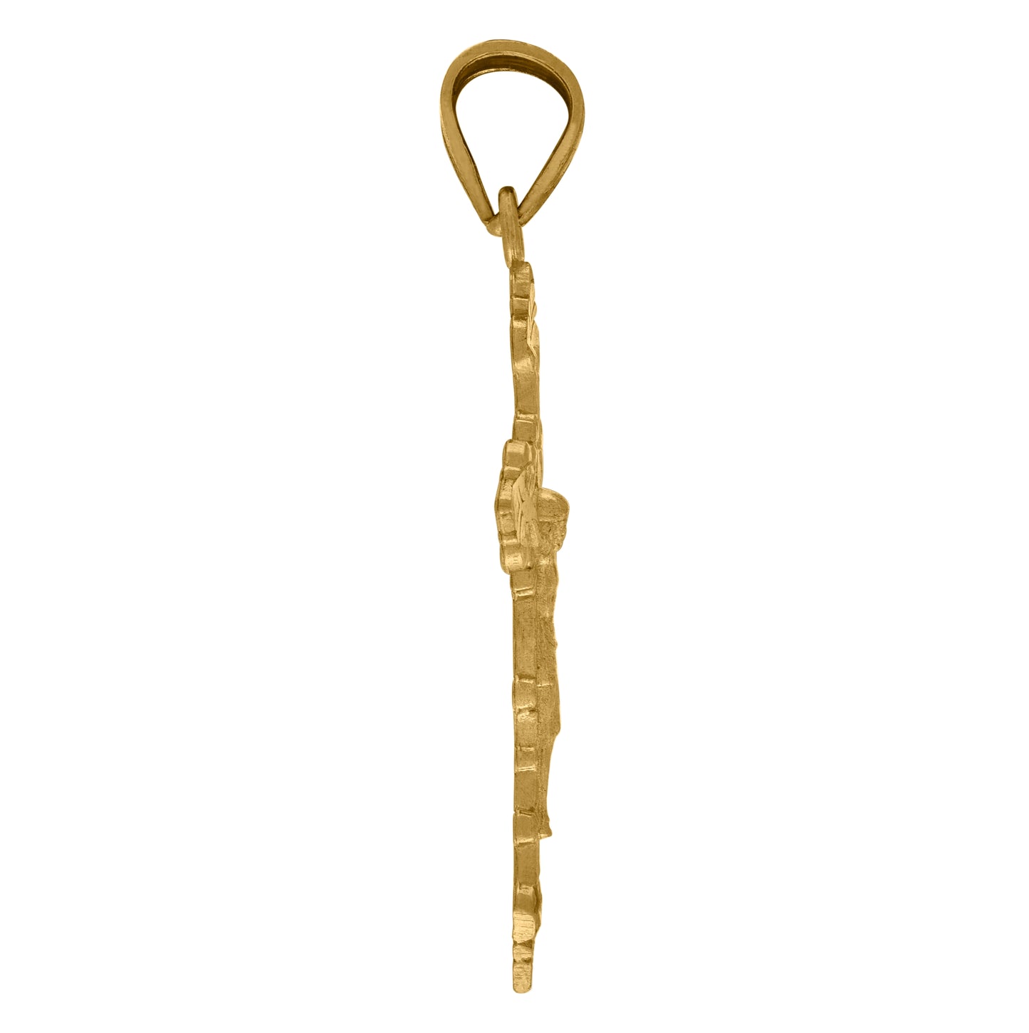 10K Yellow Gold Unisex Diamond-Cut Filigree Crucifix Cross Religious Charm Pendant