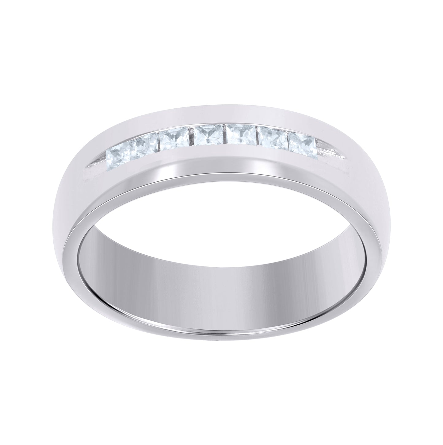 Sterling Silver Womens Cubic Zirconia Sizes 7 To 12 Princess-Cut Center Stones Bridal Wedding Anniversary Engagement Ring Band