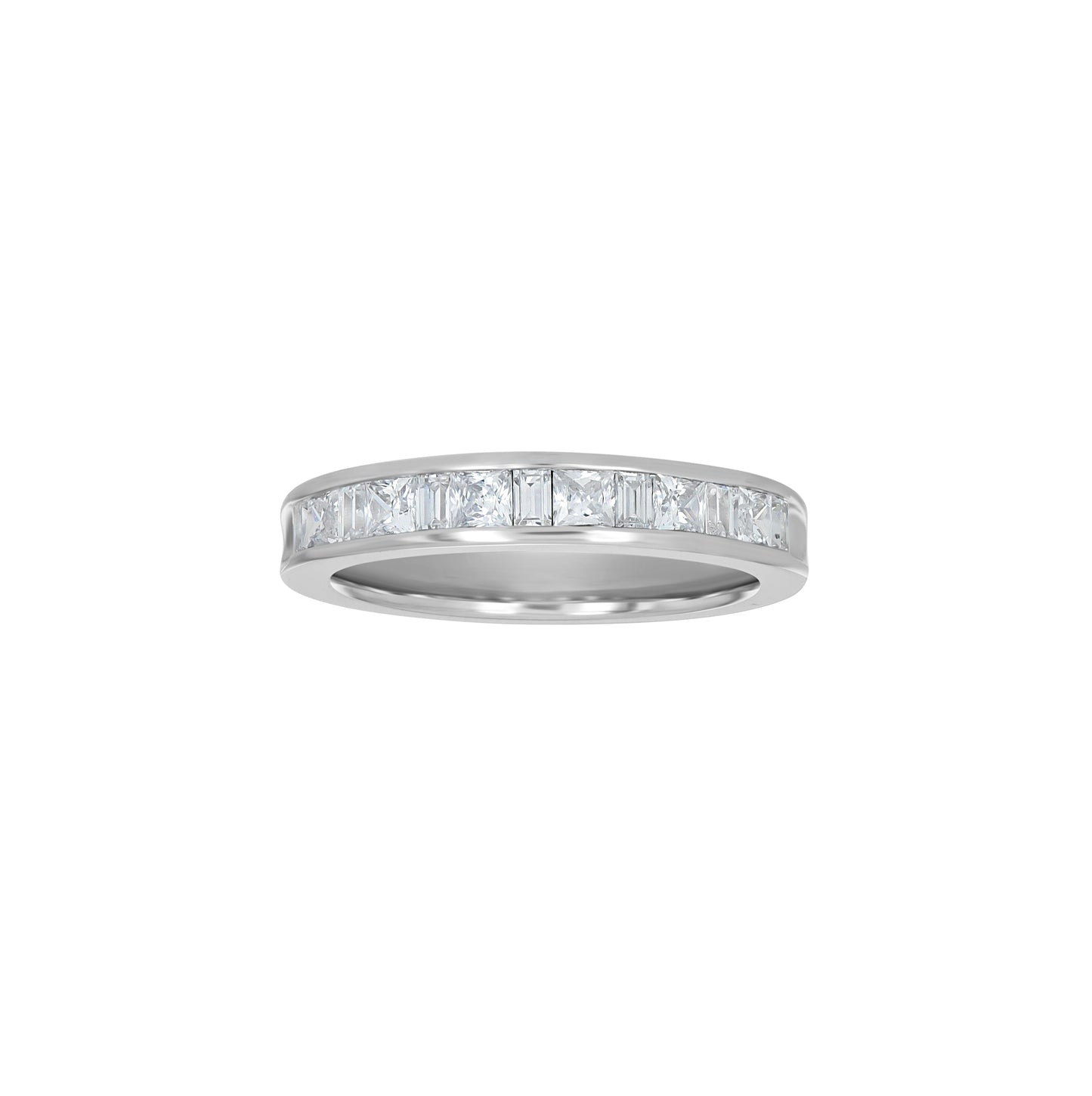 Sterling Silver Womens Cubic Zirconia Sizes 6-11 Princess Baguette Center Stones Bridal Wedding Anniversary Engagement Ring Band