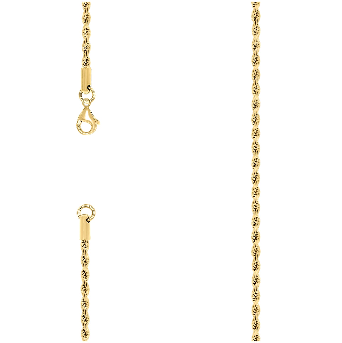 Yellow Stainless Steel Unisex 3mm 16-30 Inches Rope Fashion Chain Necklace