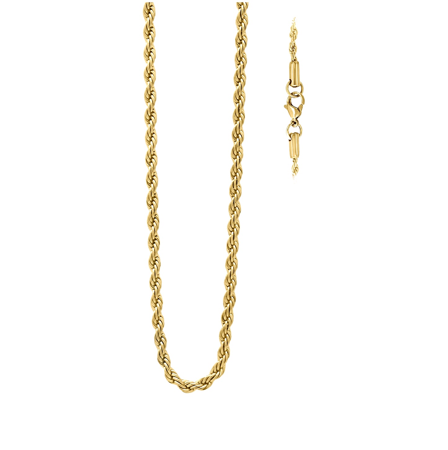 Stainless Steel Or Yellow Tone Unisex Rope Fashion Chain Necklace