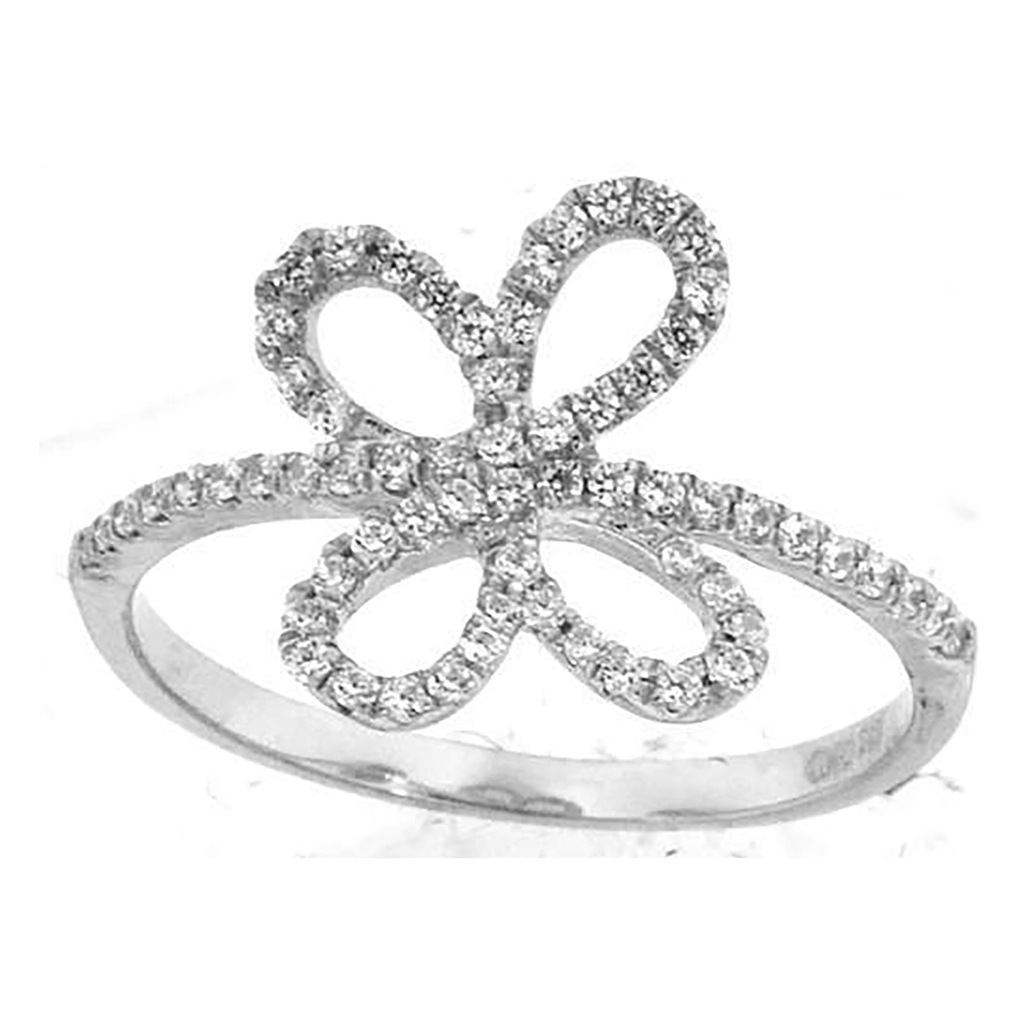 Sterling Silver Women's Cubic Zirconia Butterfly Fashion Bridal Anniversary Wedding Engagement Band Ring