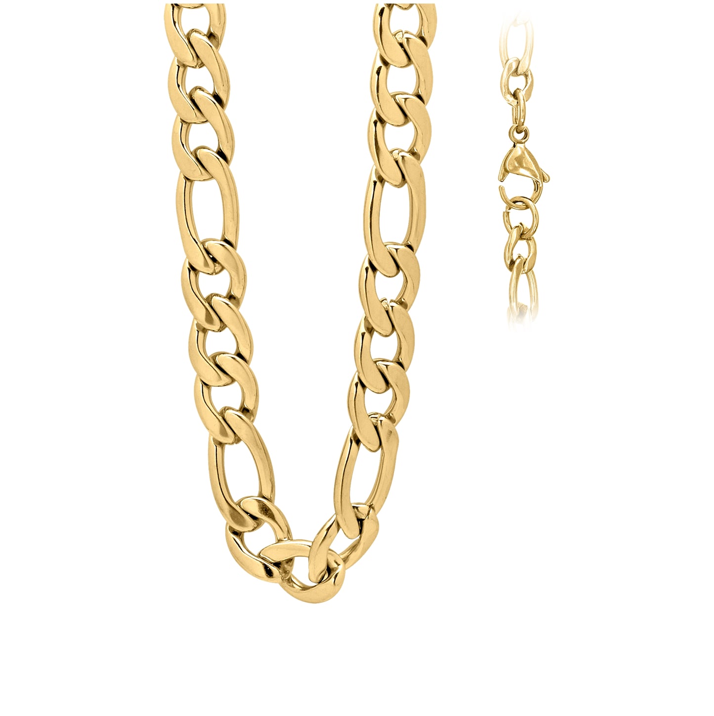Stainless Steel Or Yellow-Tone Unisex 16-40 Inches Figaro Fashion Link Chain Necklace