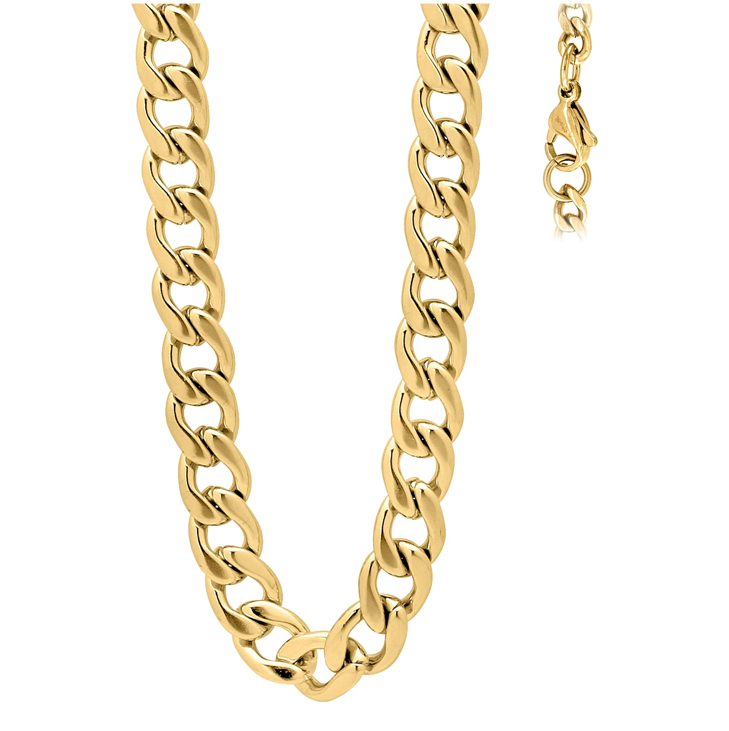 Stainless Steel Or Yellow-Tone Unisex 16-40 Inches Cuban Fashion Link Chain Necklace