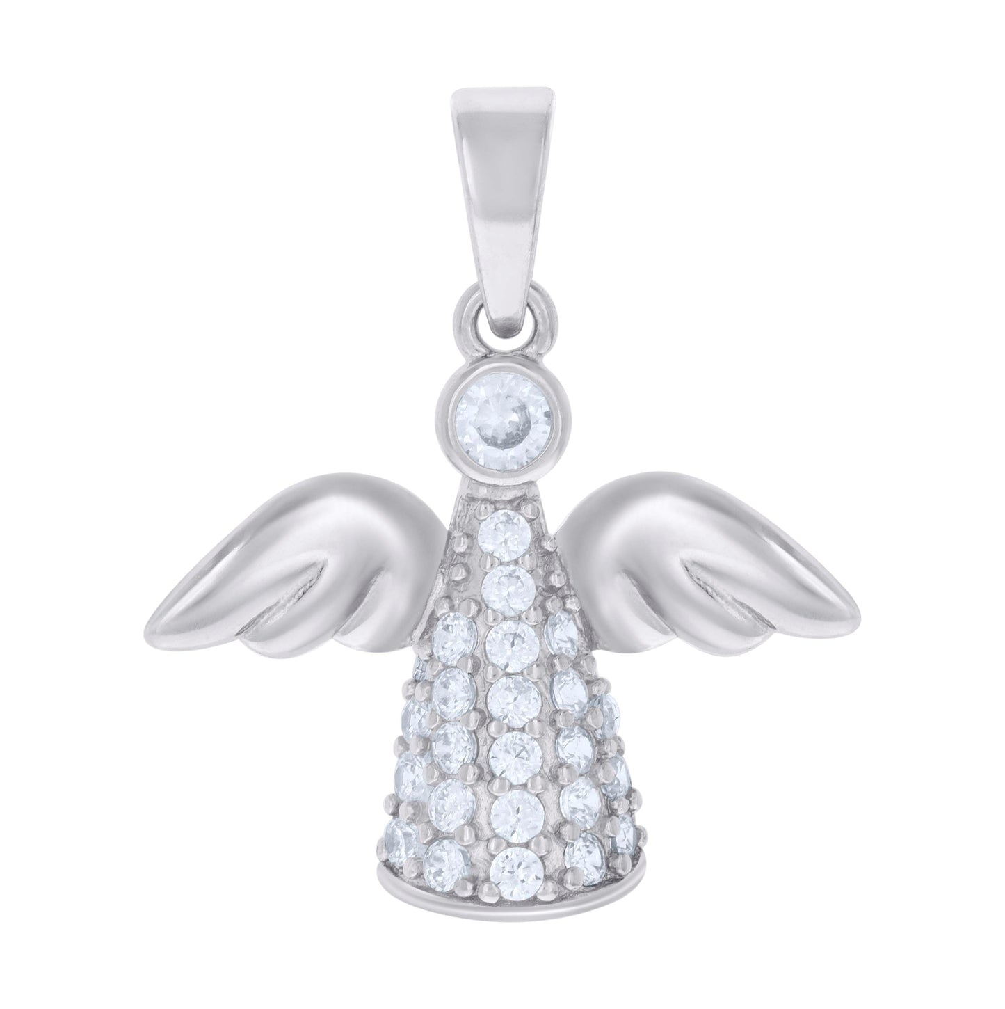 Sterling Silver Womens Cubic Zirconia Religious Angel Charm Pendant