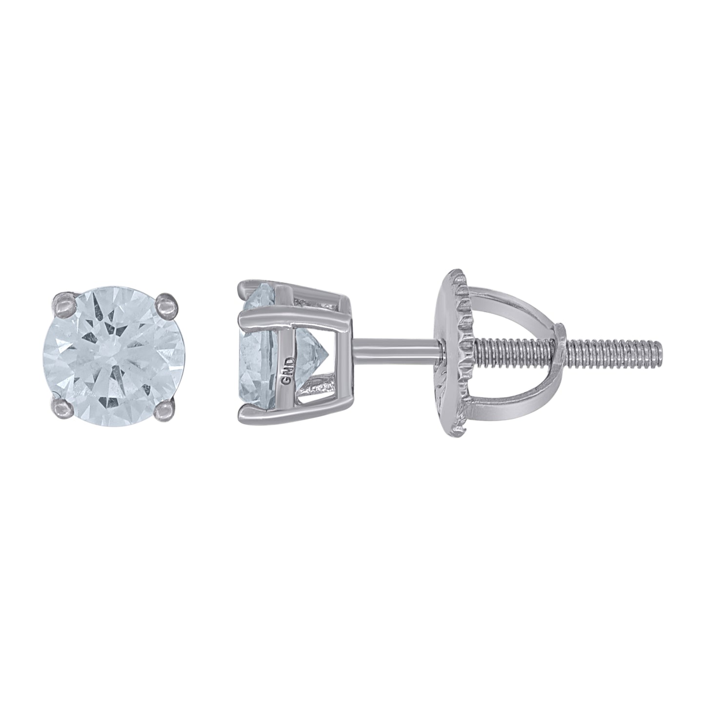 Sterling Silver Womens Cubic Zirconia Round Classic Studs Earrings