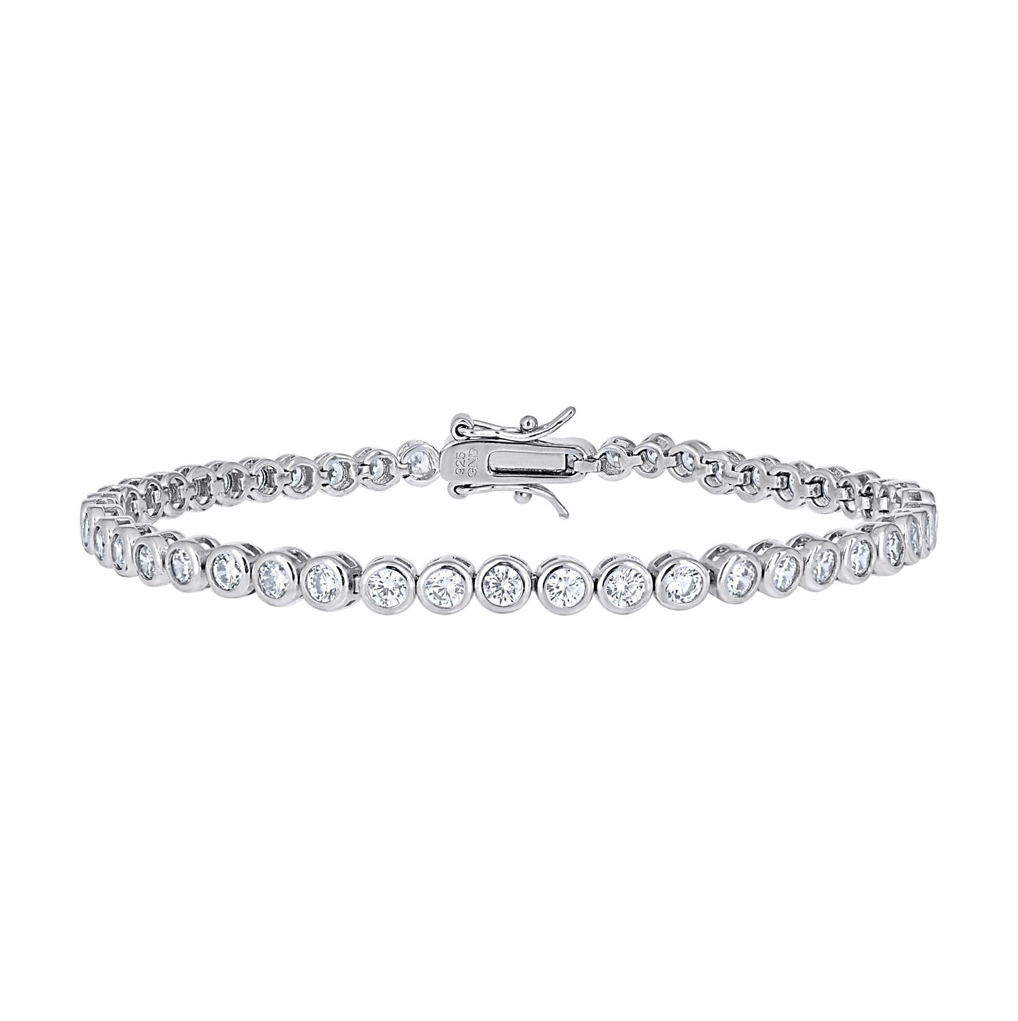 Sterling Silver Womens Cubic Zirconia Fancy Link Bracelet